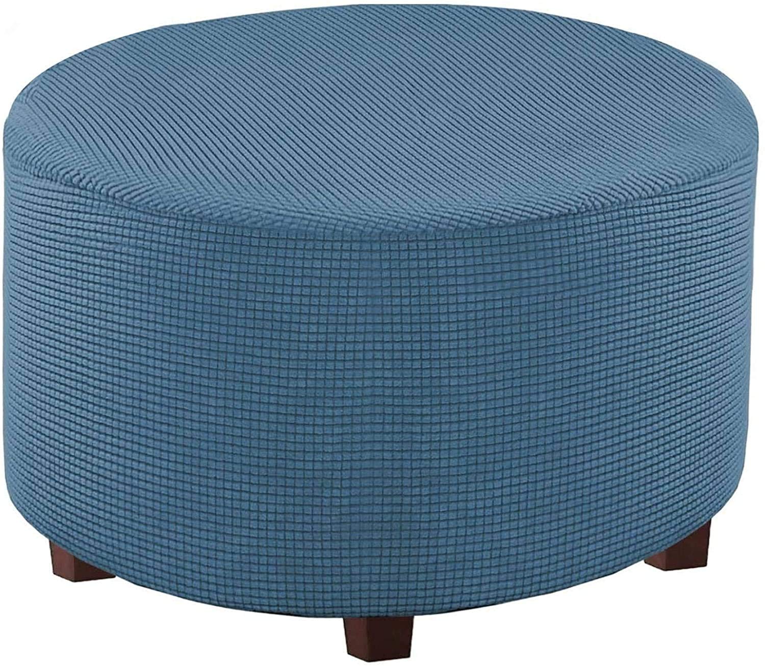C/N Housse De Pouf Ronde élastique Housse Ottomane, Housse Ottomane, Housse Ottomane, Pouf Rond, Housse Pour Repose-pieds Bleu Poudre