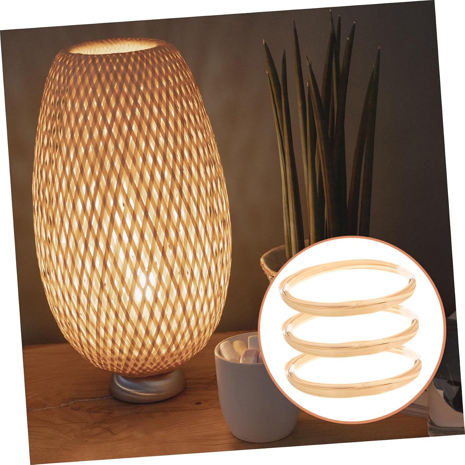 BEBEMOKO 3rolls Natural Rattan Weaving Material for Crafts Meters of Handmade Bar Making Supplies Suitable for Flower Pots Rattan and Home Decor
