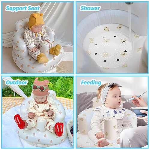 Miniatura 5 de Asiento de bebé inflable para bebés de 3 meses en adelante, asientos de suelo para sentarse, asientos de bebé con bomba de aire integrada para