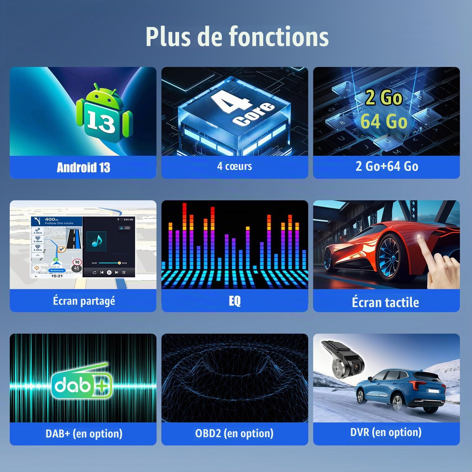 OiLiehu 2G+64G Android 13 Autoradio pour Ford Fiesta 2009-2014 avec CarPlay Android Auto sans Fil, 9“ IPS Écran Tactile Radio avec GPS WiFi Lien Miroir Bluetooth FM/RDS EQ SWC Caméra Arrière