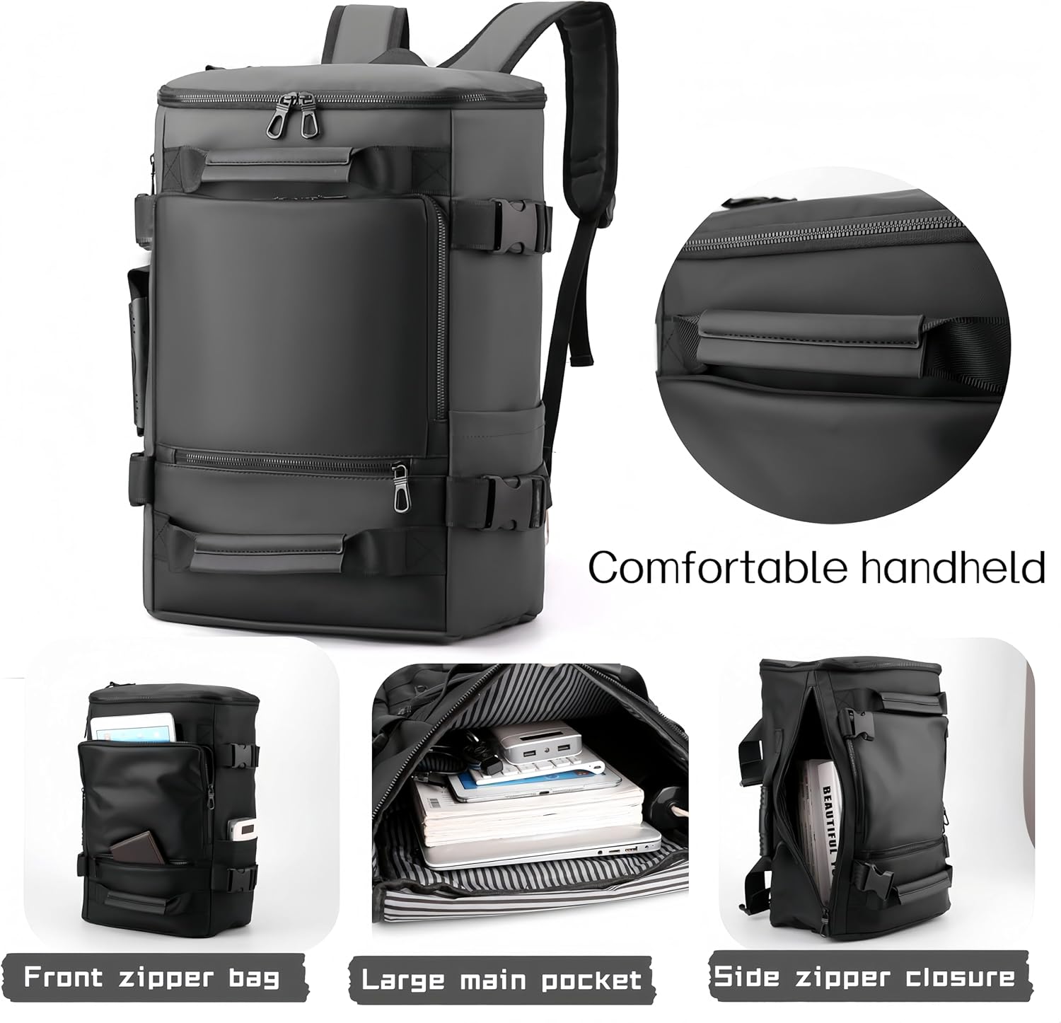 Carry On Backpack Travel Backpack for Men & Women, Durable Convertible Duffle Bag Fit for 16 Inch Laptop for Fitness, Travel (Gray)