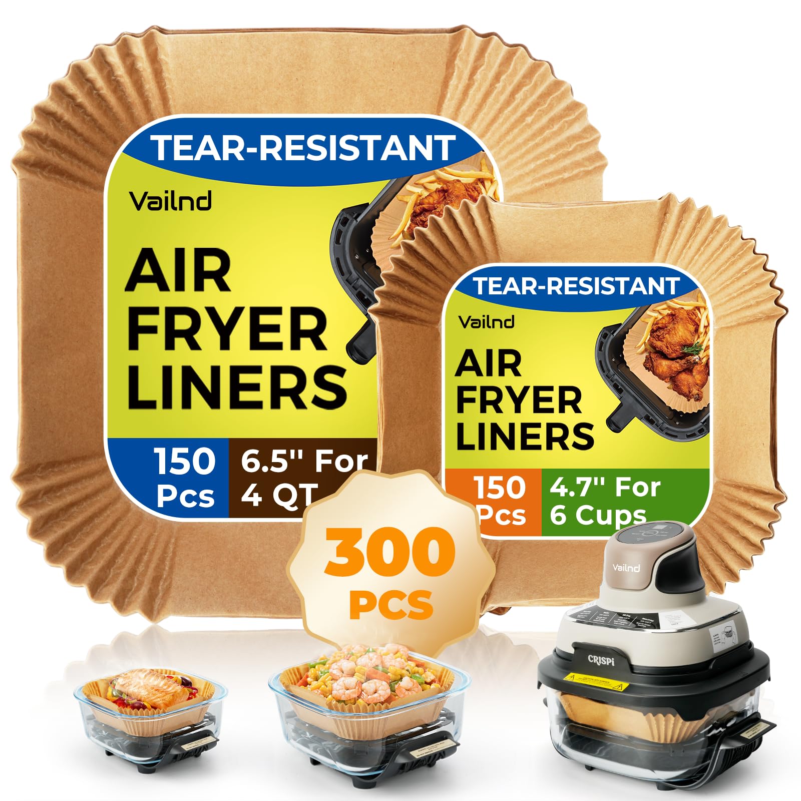 300 Pcs Air Fryer Liners Fits for Ninja Crispi 4-in-1 Portable Glass