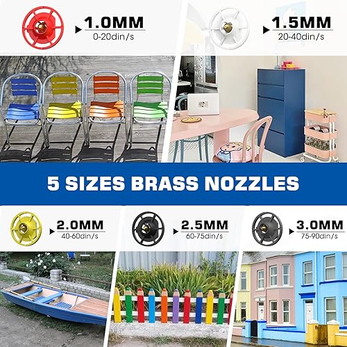 Miniatura 4 de Pulverizador de pintura inalámbrico (batería no incluida), pistola pulverizadora eléctrica HVLP, 5 boquillas y 3 patrones, pistola de pintura en