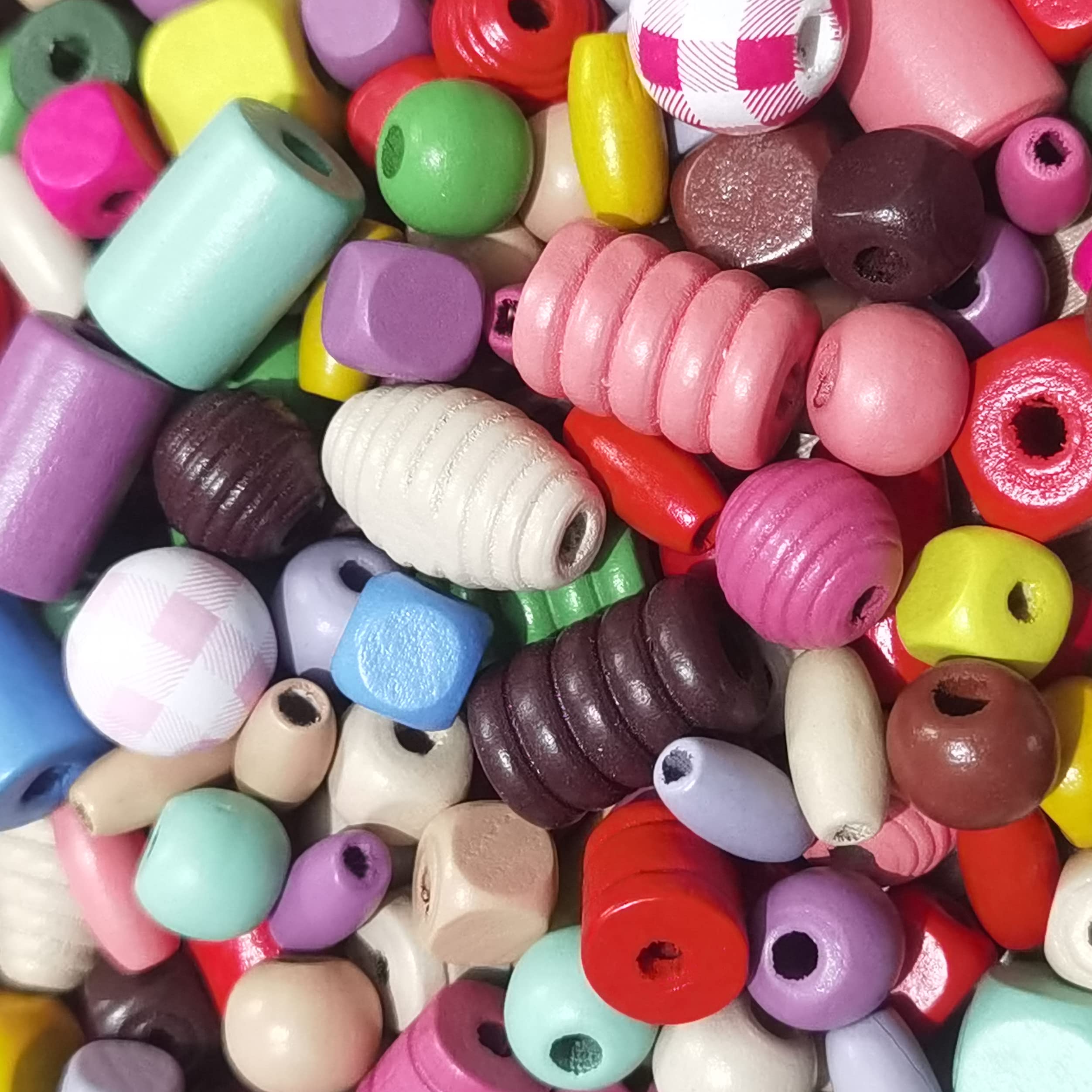 Chenkou Craft Random 100pcs Mix Sizes Mix Colors Through Hole Wood Beads Craft Jewelry Sewing Button Christmas Decor (Multi-Colored, Mix)