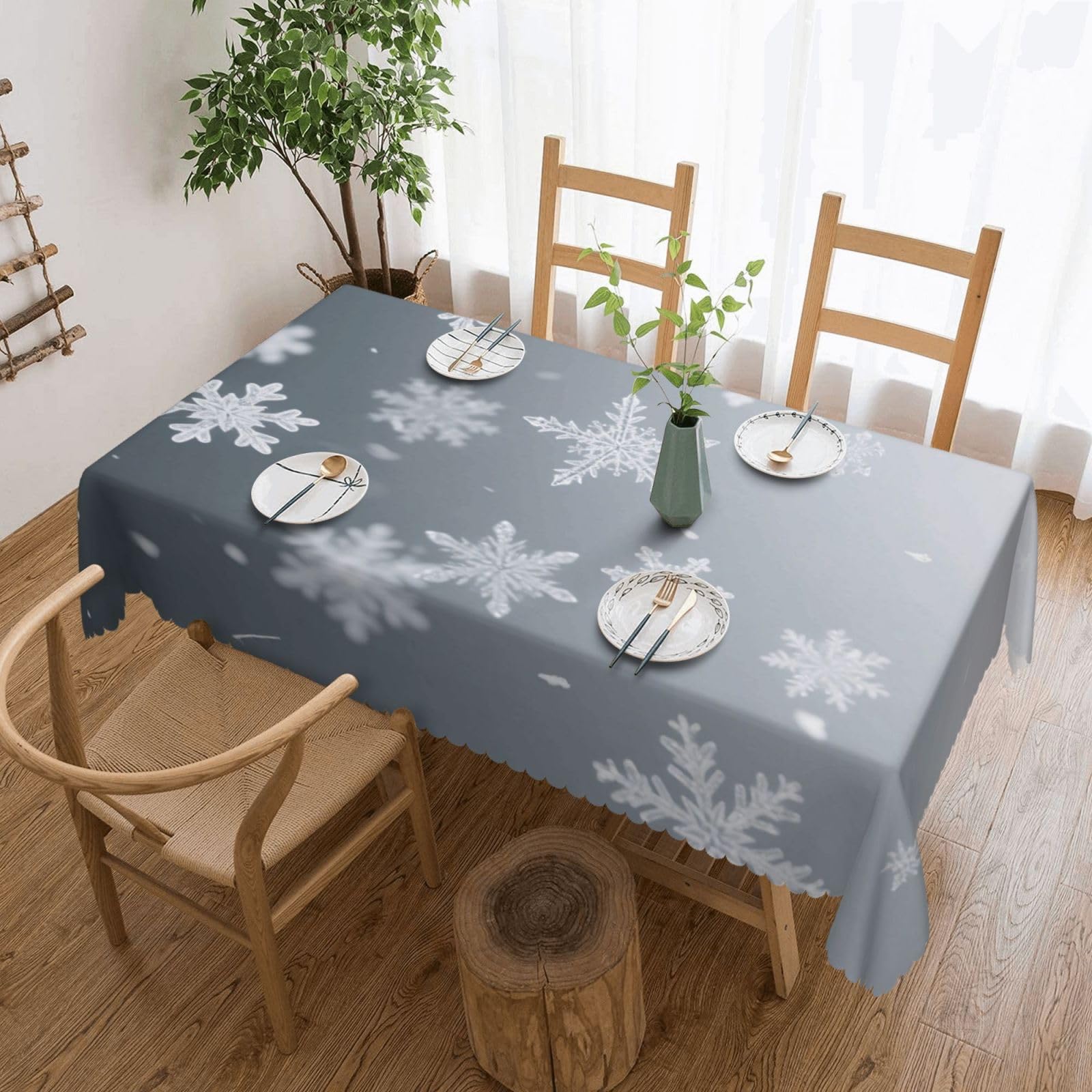 FekiLoot Rectangle Tablecloth 54 X 72 Inch, Classic Stain ‎Resistant Table Cloth Reusable Washable Table Cover Snowflakes Tabletop Decor for Kitchen Dining Party Indoor Outdoor Use