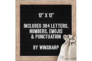 Elegant Letterboard | Classy Black Letter Board with White Characters | 12x12...