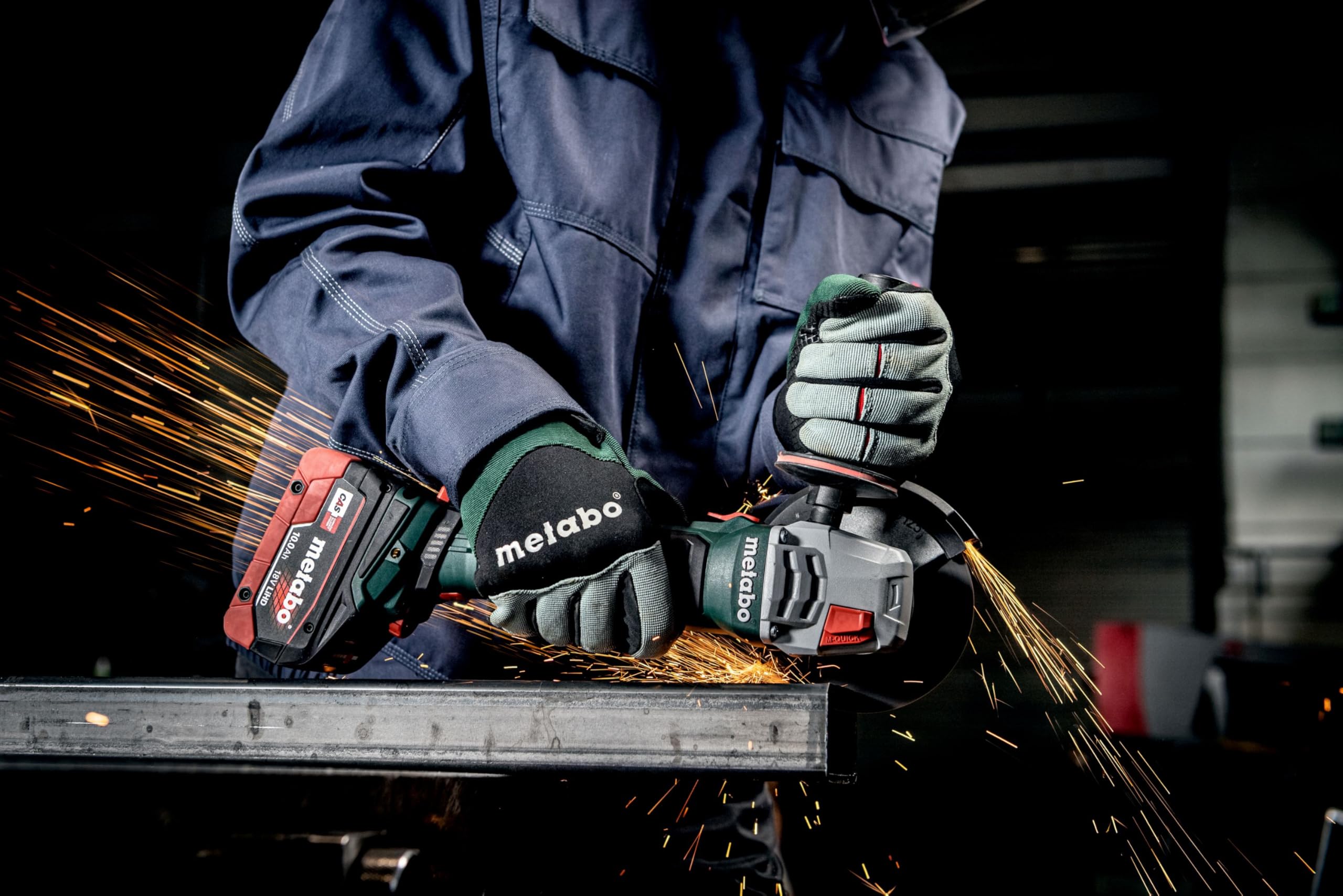 metabo WVB 18 LT BL 11-125 Quick, Amoladora Angular a Batería 18V 125mm | Motor sin escobillas, sistema Quick para cambio de disco, velocidad ajustable, sin batería ni cargador, sistema CAS