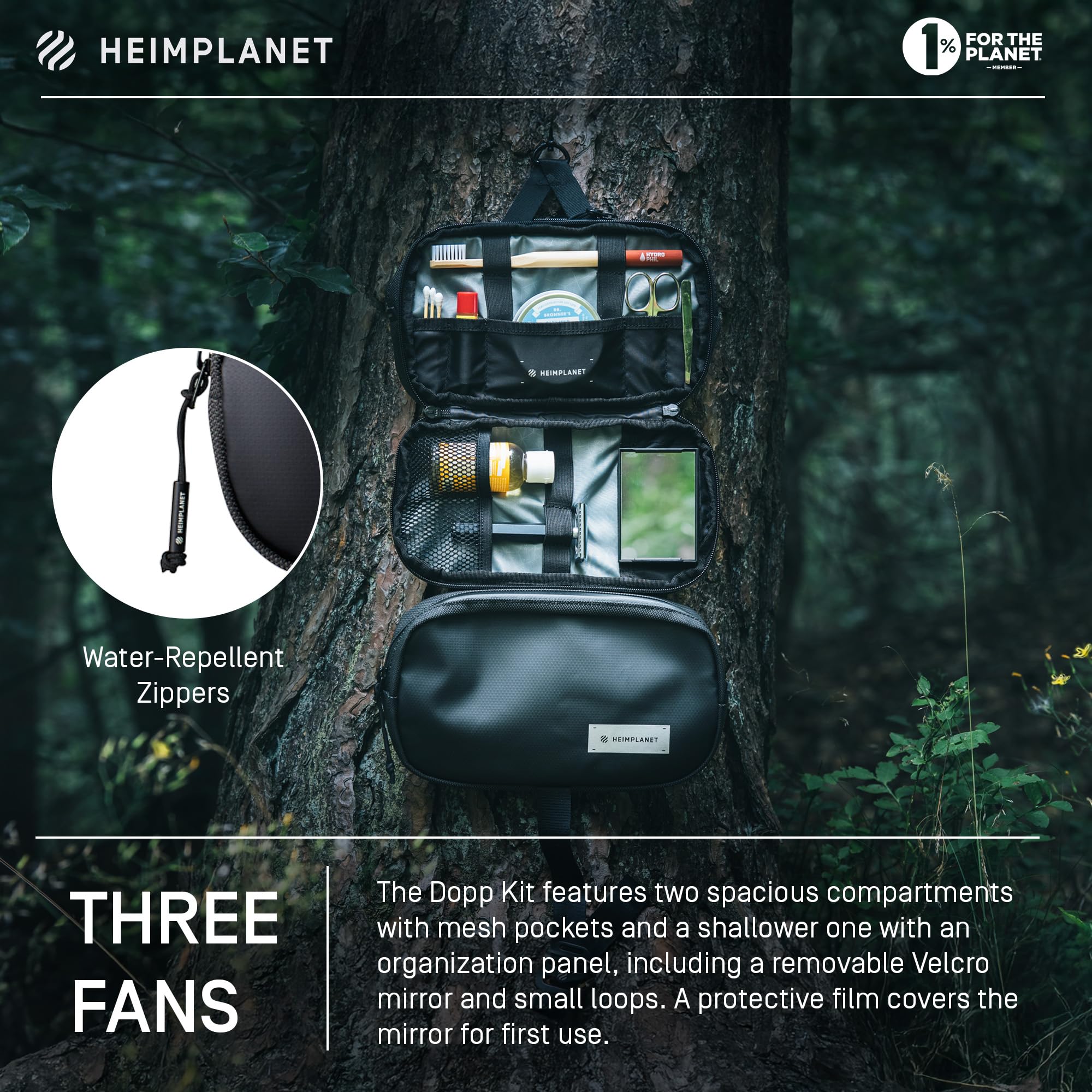 HEIMPLANET Original | HPT Carry Essentials – DOPP Kit Neceser | Neceser Resistente al Agua de Dyecoshell Resistente | Soporta un 1% para el Planeta