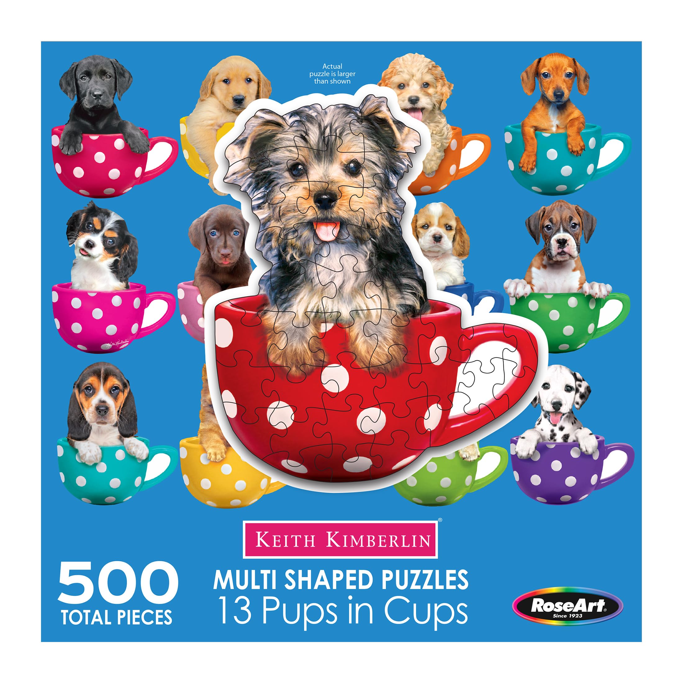 RoseArt - 13 Mini-Shaped - Pups in Cups - 500 Piece Jigsaw Puzzle for Kids and Adults