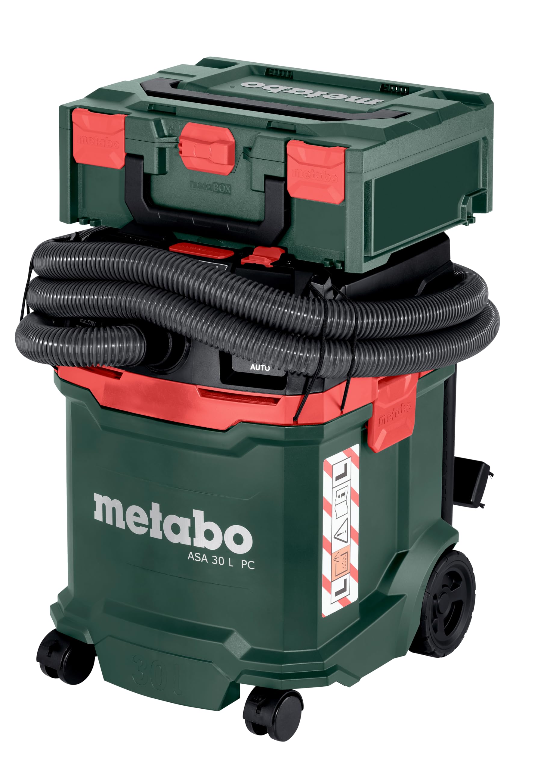 metabo Aspirador Seco/húmedo ASA 30 L PC (1.200 W, Caudal de Aire 4.200 L/min, 225 hPa, Depósito 30L, Interruptor PressClean, Accesorios con Sistema Quick, Apilable y Acoplable con Metabox)