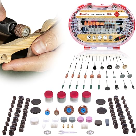 276 PCS Rotary Tool Accessories Kit, 1/8-in Shank Rotary Tool Kit, Universal Fitment for Easy Polishing, Sanding, Cutting, Drilling, Engraving, Sharpening, Grinding with Portable Storage Case