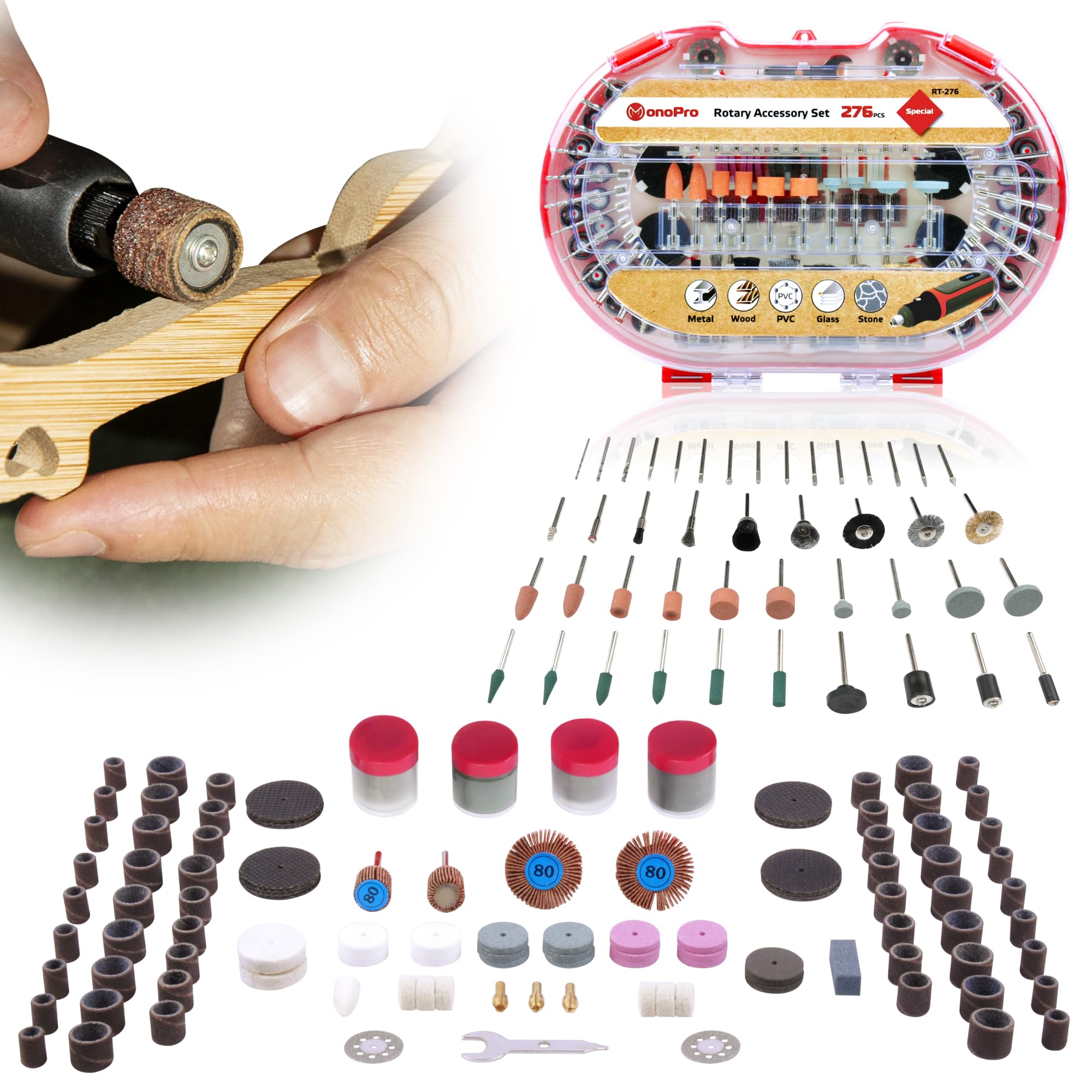 RiSaO*❤️ MonoPro 276 PCS Rotary Tool Accessories Kit, 1/8-in Shank