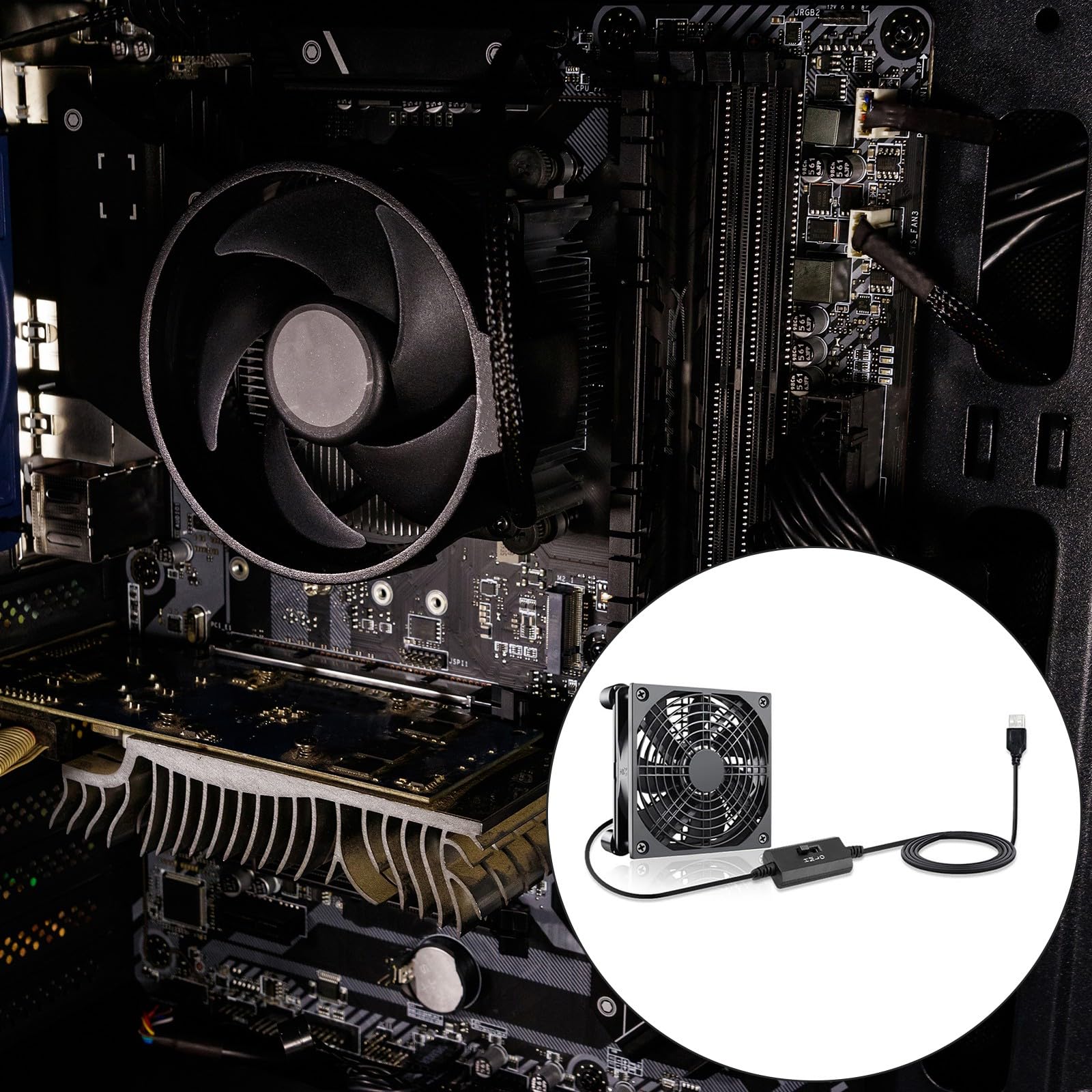 ZHIZHOUNEY 12cm USB Cooling Fan DC5V Adjustable Speed Designed For Computer And Entertainment Centers Heatsink