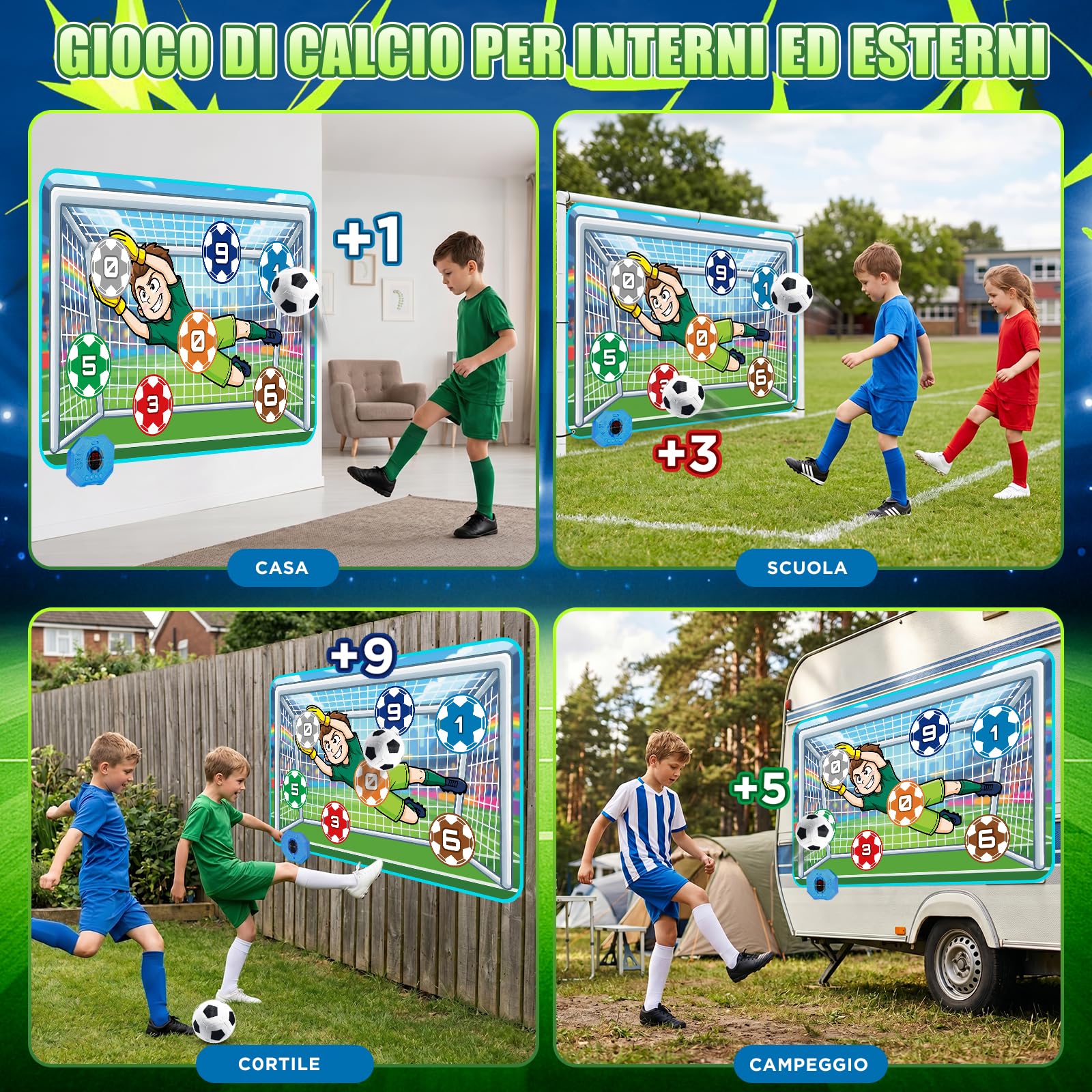 MOMUSE Tappeto Gioco da Calcio, Giocattolo Calcio Punteggio Elettronico