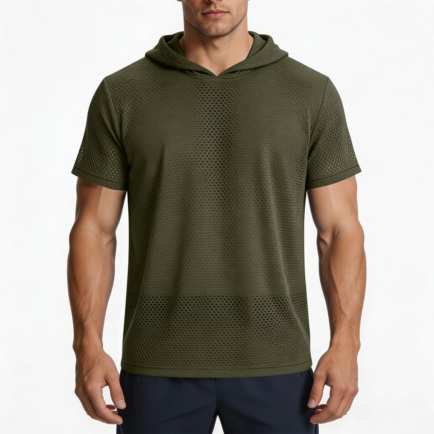 Men's Athletic Hooded T-Shirts Basic Mesh Tees Tops Casual Athletic Hiking Breathable Summer T Shirts for Men