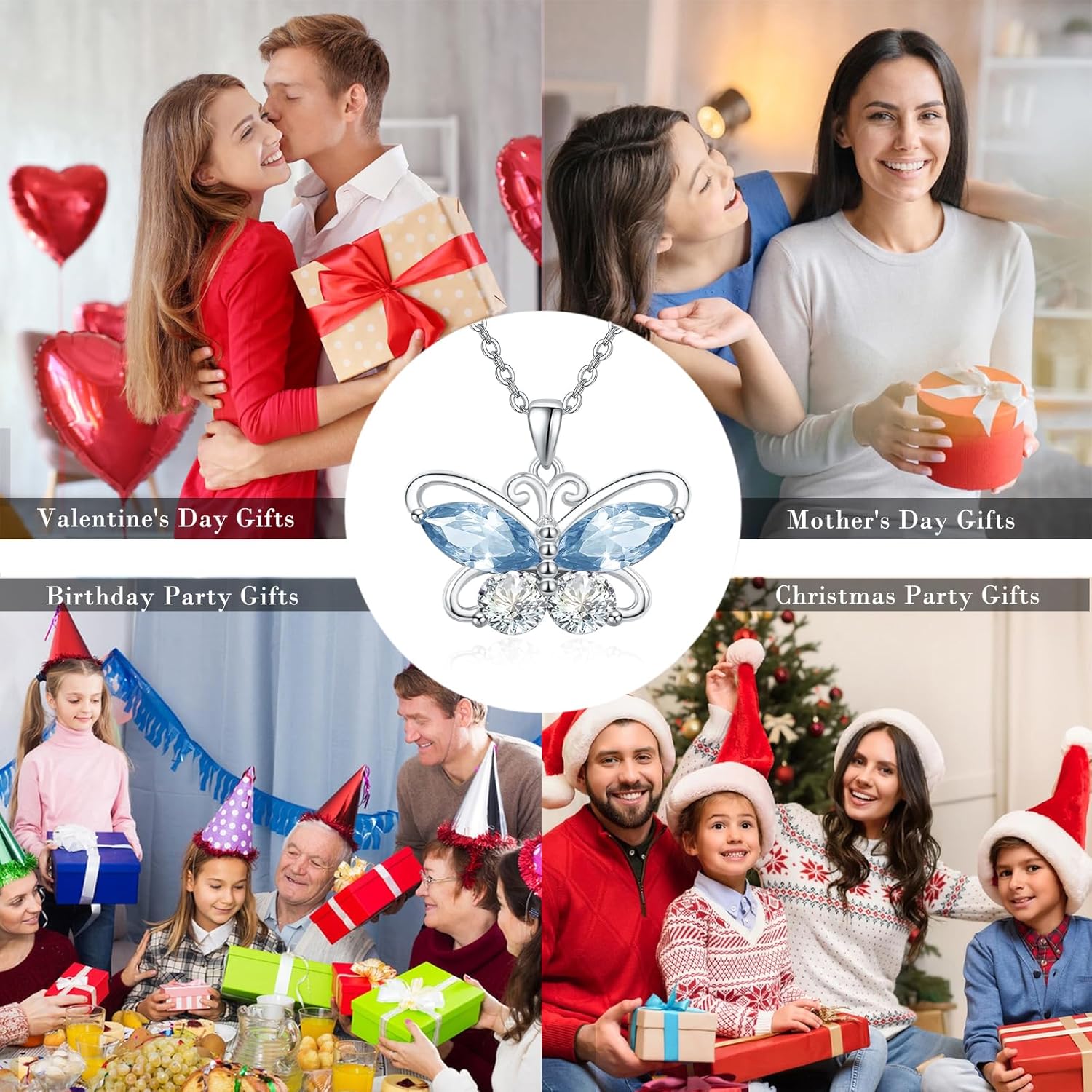 Dreamboat Butterfly Birthstone Pendant Necklace for Women 925 Sterling Silver Cubic Zirconia Jewelry Anniversary Birthday Gifts for Mom Wife Daughter Her - Image 7