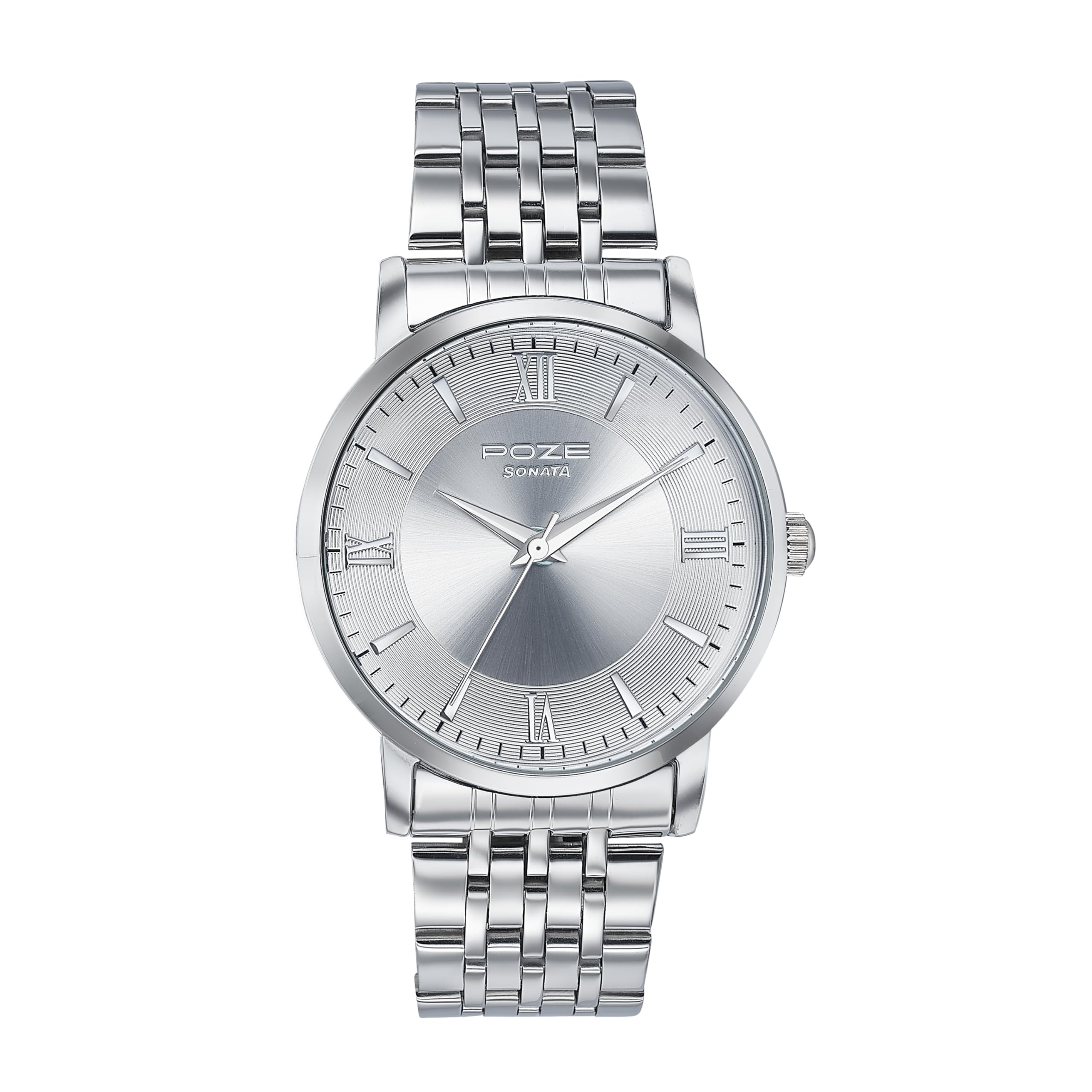 Sonata Poze Analog Quartz Silver Dial Watch for Men