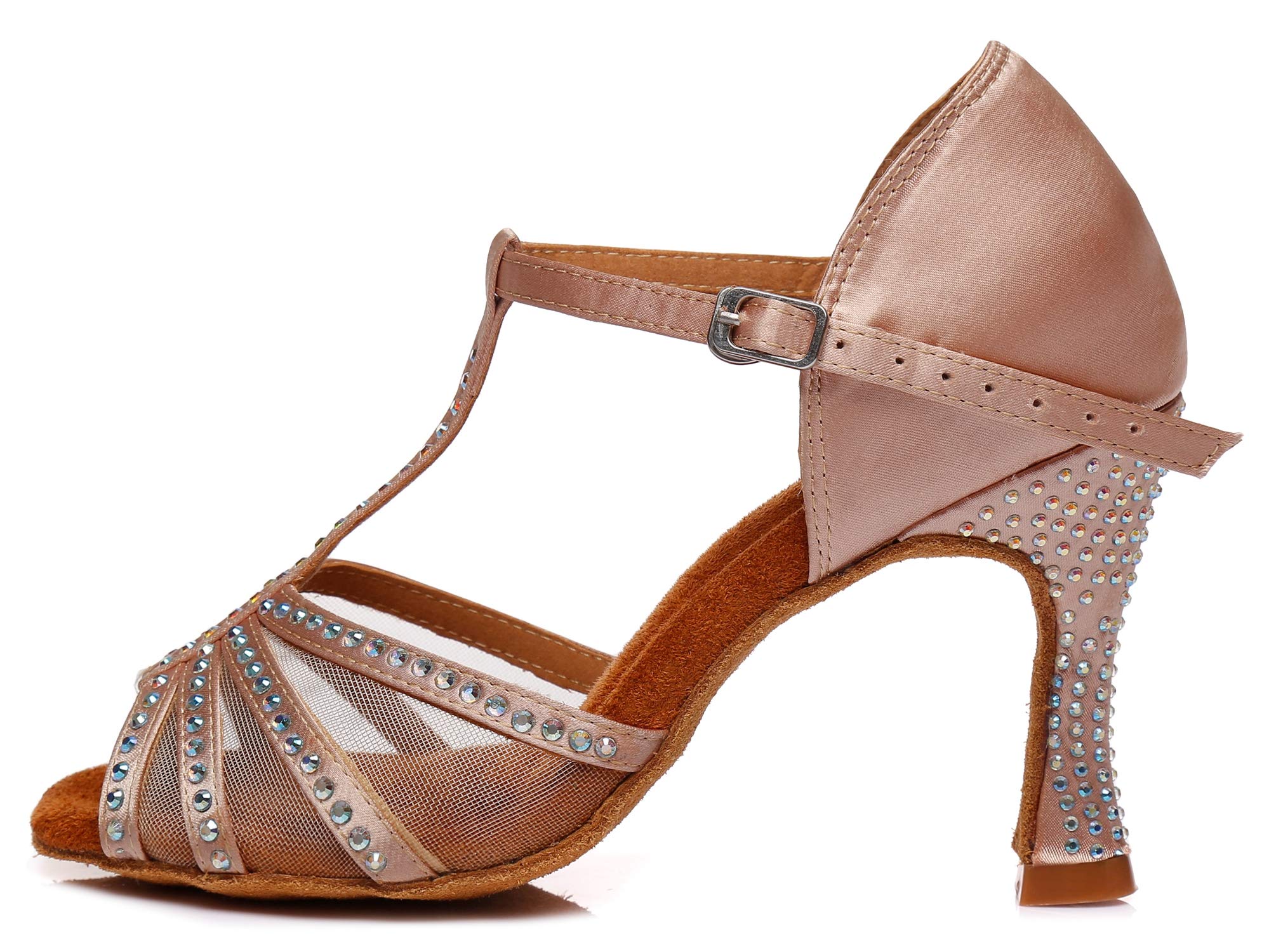 Pierides Women's Rhinestone Ballroom Dance Shoes Performance Wedding Dance Shoes for 1920s,2.75