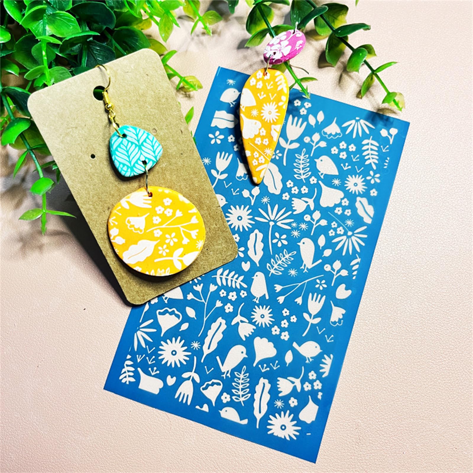mioosho Valentines Day Silk Screen Screen Printing Reusable Earrings Transfers for Home Decoration