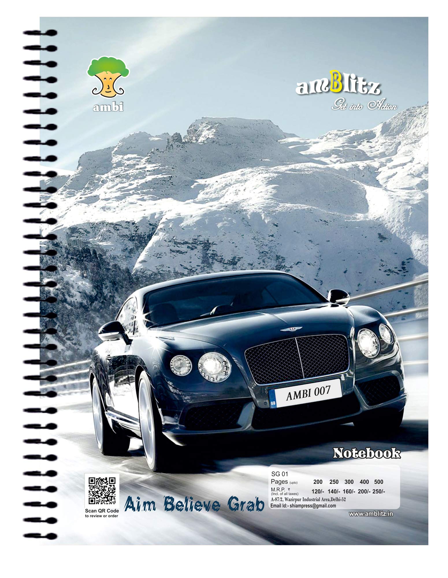 Amblitz Quaderno a spirale a 5 soggetti - a righe - (400 pagine, formato A4 circa)
