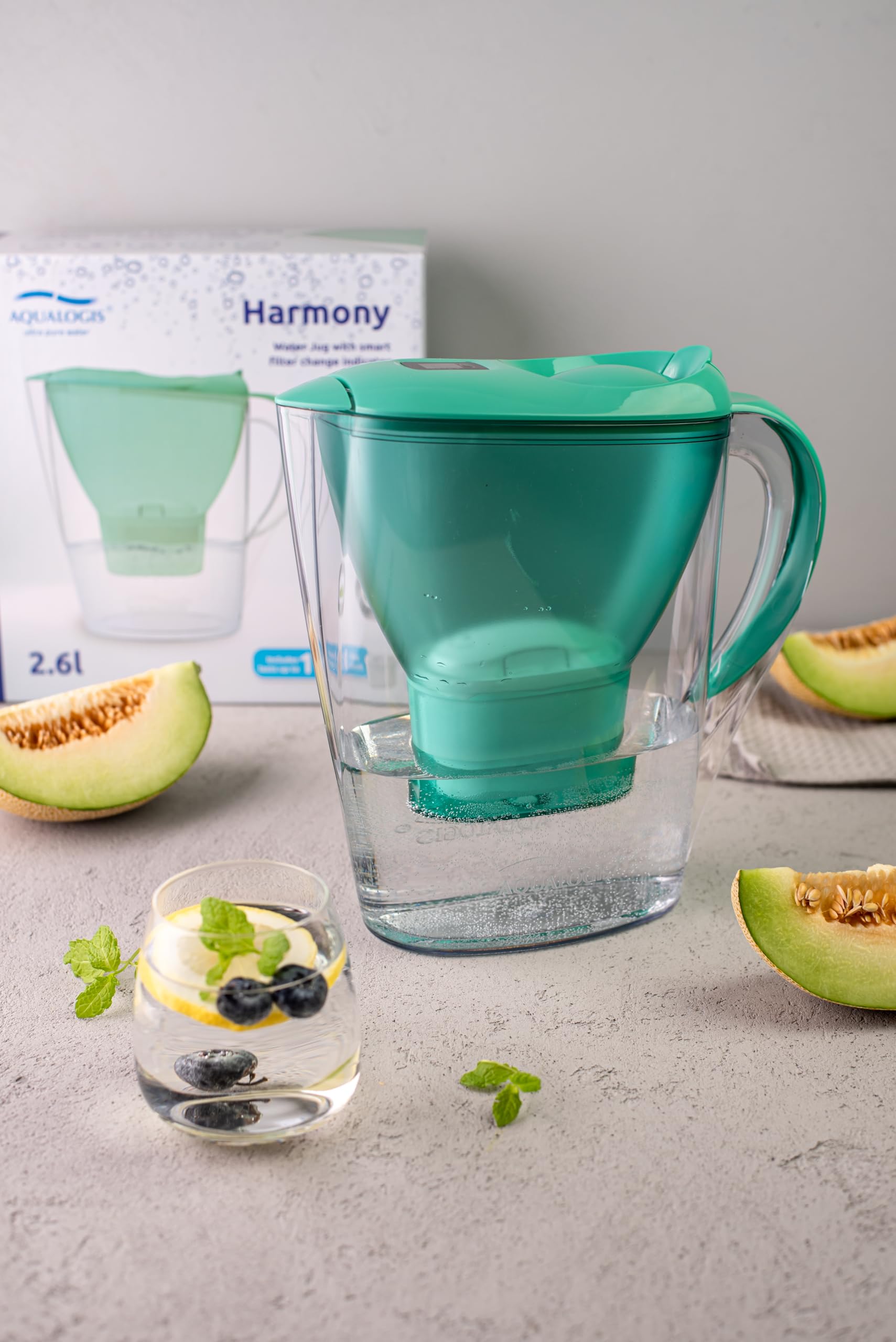 Carafe Filtrante Aqualogis Harmony 2.6L - Pour Porte De Réfrigérateur - Réduit Chlore, Calcaire Et Microplastiques - Cartouche Pure+