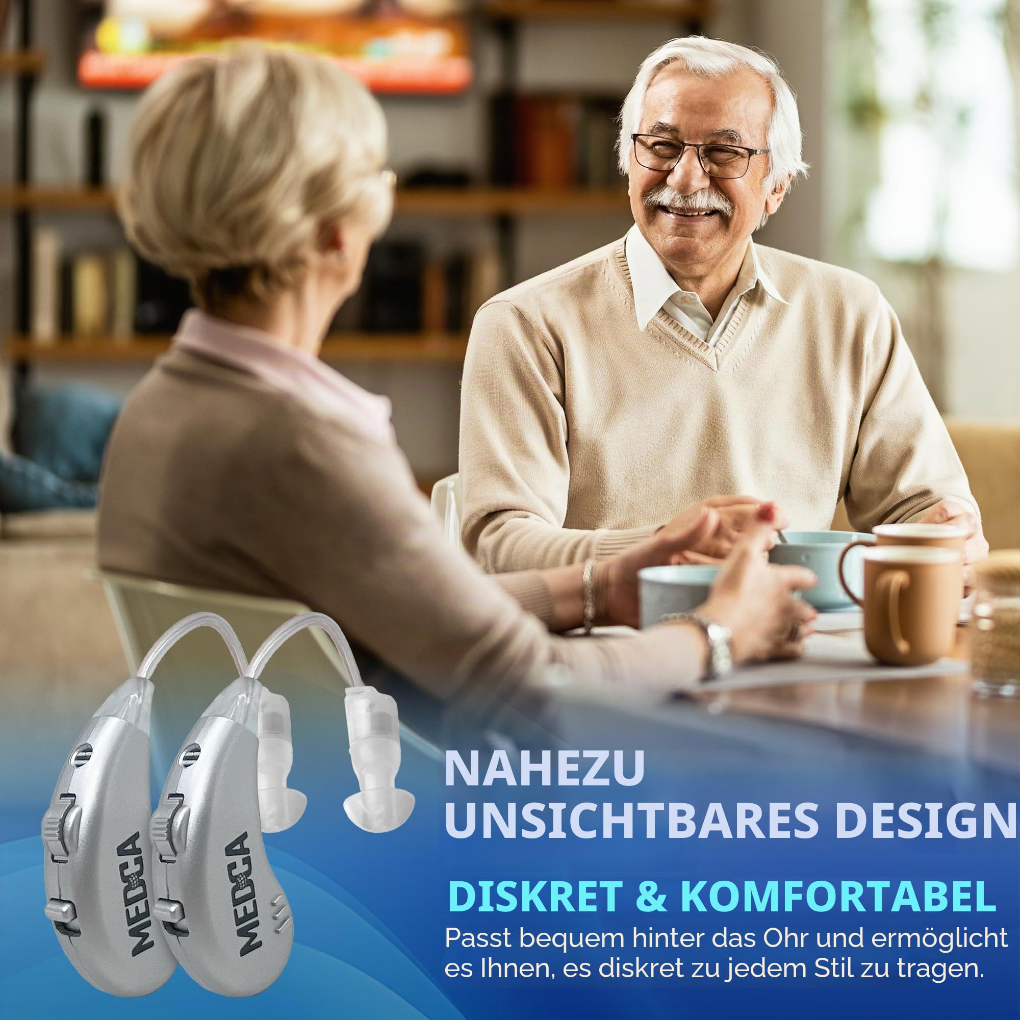 Digitale Hörverstärker - Paar wiederaufladbare HdO-Personenschallverstärker mit USB-Dock - Premium Behind The Ear Sound Amplification - by MEDca