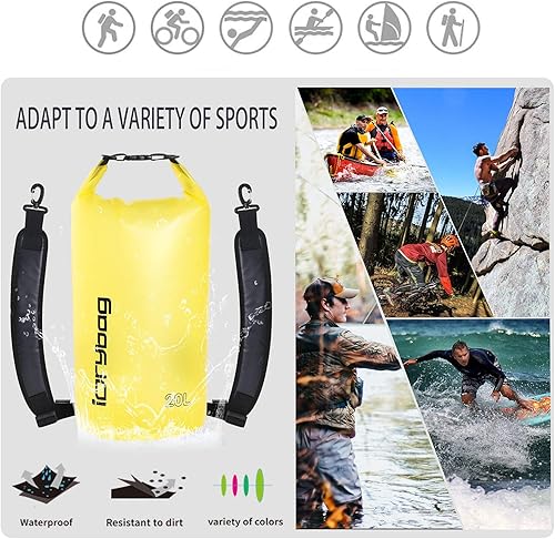 Miniatura 5 de IDRYBAG Bolsa seca transparente impermeable flotante 2L5L10L15L20L, saco seco ligero deportes acuáticos, bolsa impermeable marina enrollable para