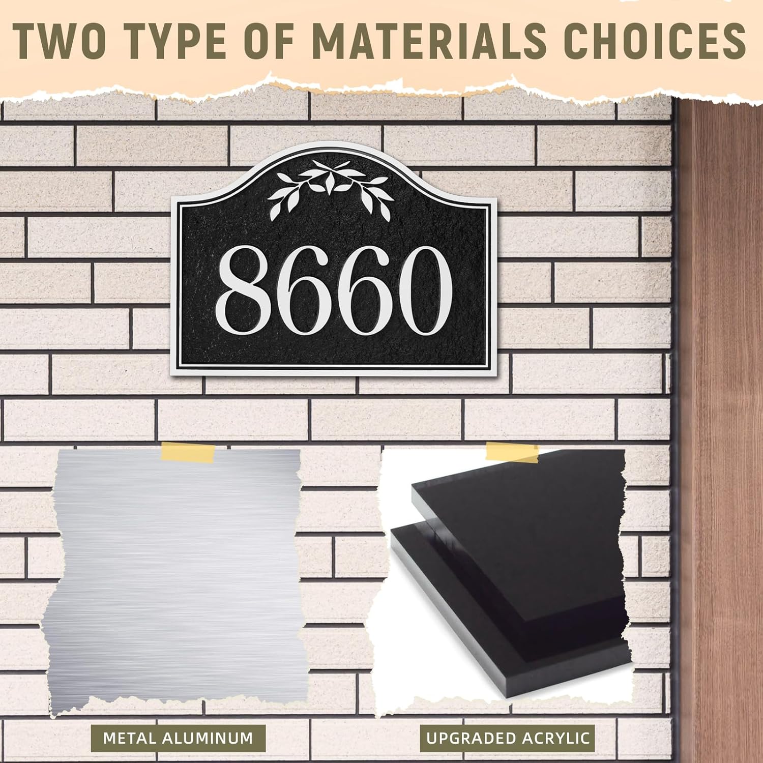 Yard Address Sign - Personalized Address Plaque,House Number Yard Sign,House Numbers for Outside,Lawn,Yard,Ground with 2 Stakes (Black/Silver)
