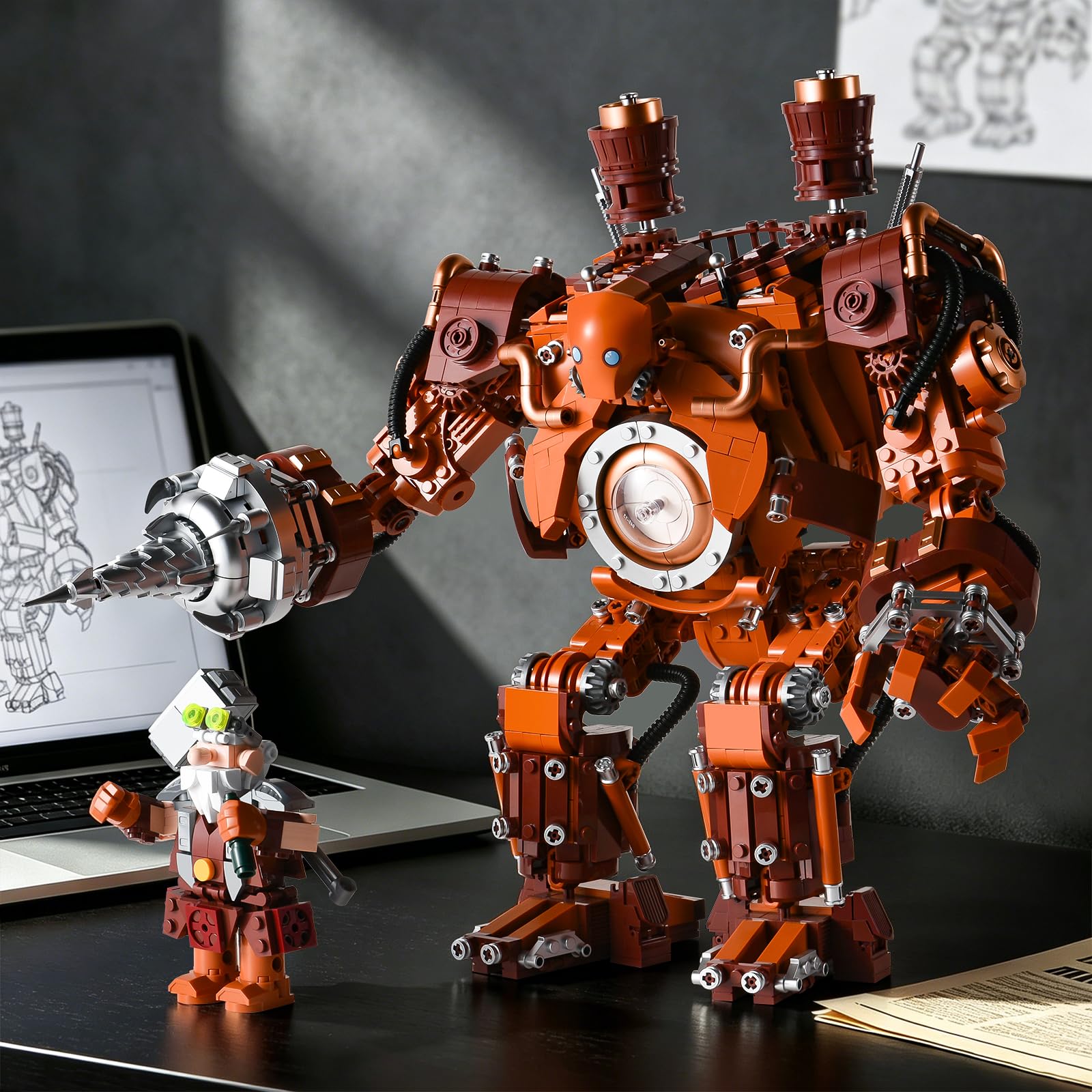 Mech Building Set per adulti, Transforming Warrior Robot Model Kit con arma, Action Mecha Building Blocks per la casa o l'ufficio, Regalo creativo da collezione per adolescenti dai 14 anni in su