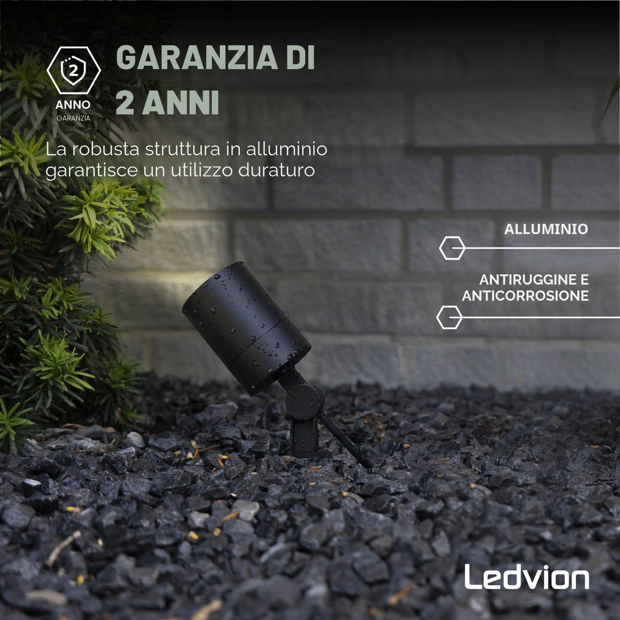 Ledvion 6 pezzi Faretti Esterno Lampade IP65 3W 2700K GU10 picchetto | Per giardino terrazza vialetto aiuole e luce decorativa esterna