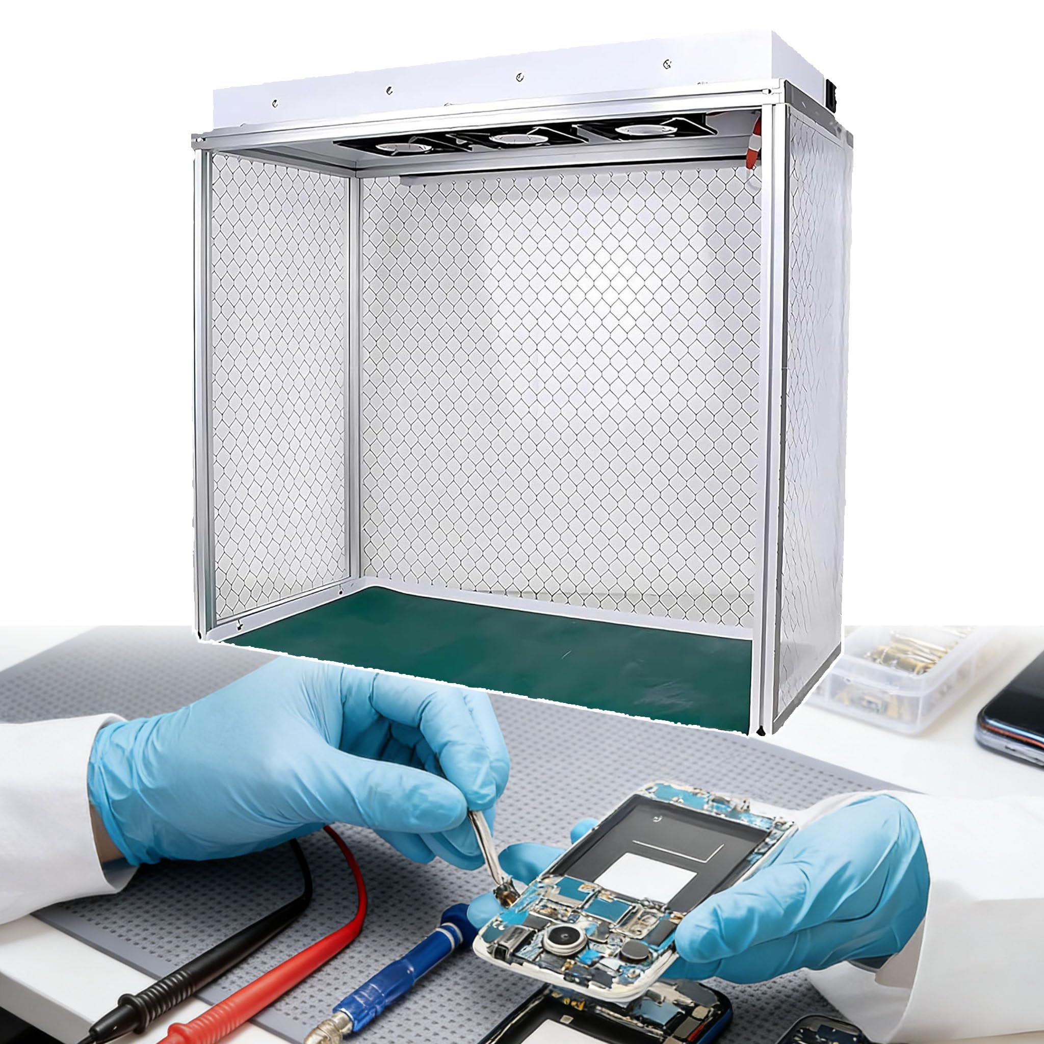 Cabina Flujo Laminar Vertical para Micología, con Flujo De Aire Y Filtro Hepa para Laboratorios Clase 100/Iso 5, Bajo Nivel Ruido para Reparación Y Taller Pantallas LCD Teléfonos Móviles