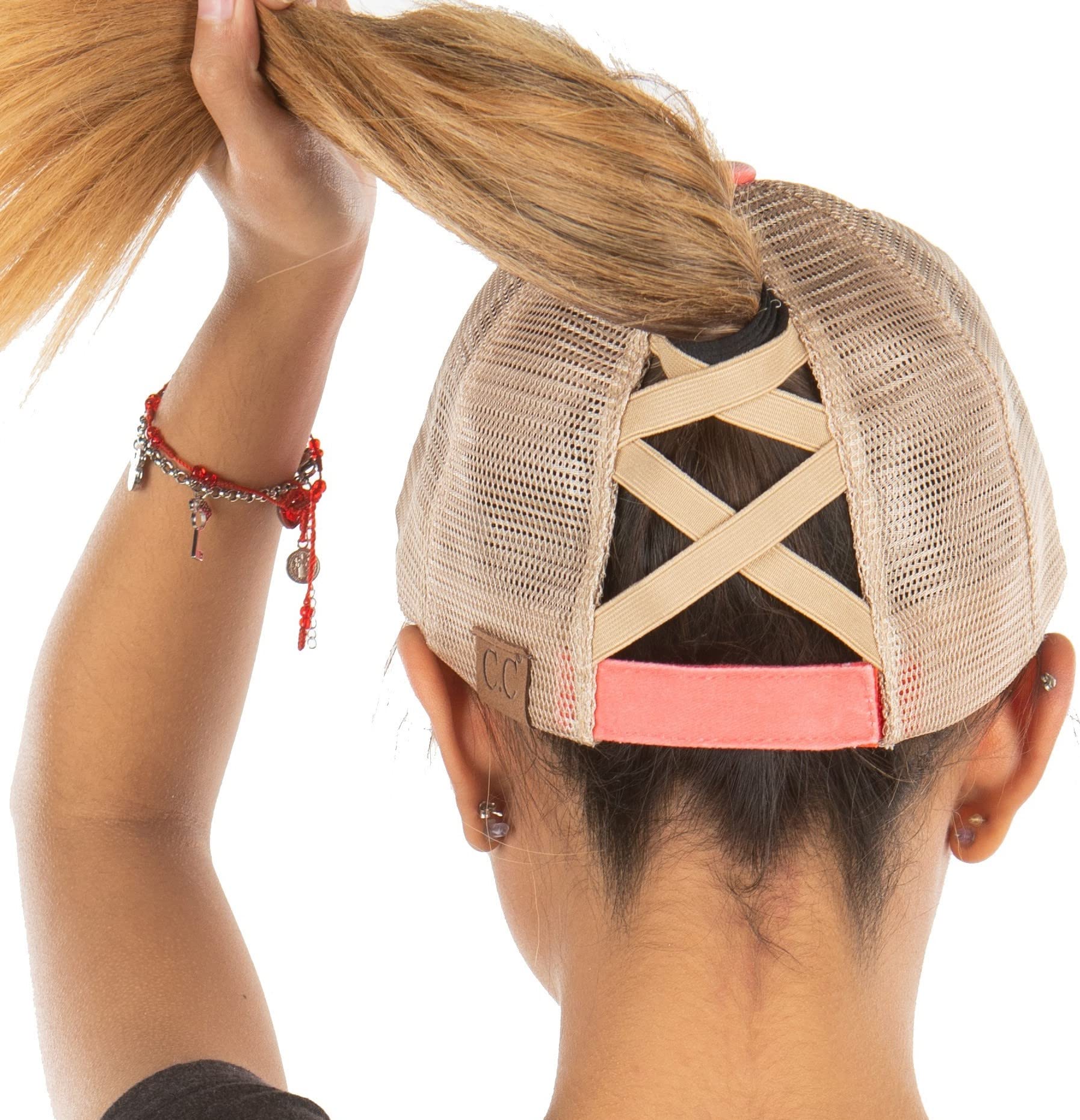 Funky JunquePonytail Hat for Women - Baseball Cap with Adjustable Fit & High Pony Tail Criss Cross Back for Everyday Wear