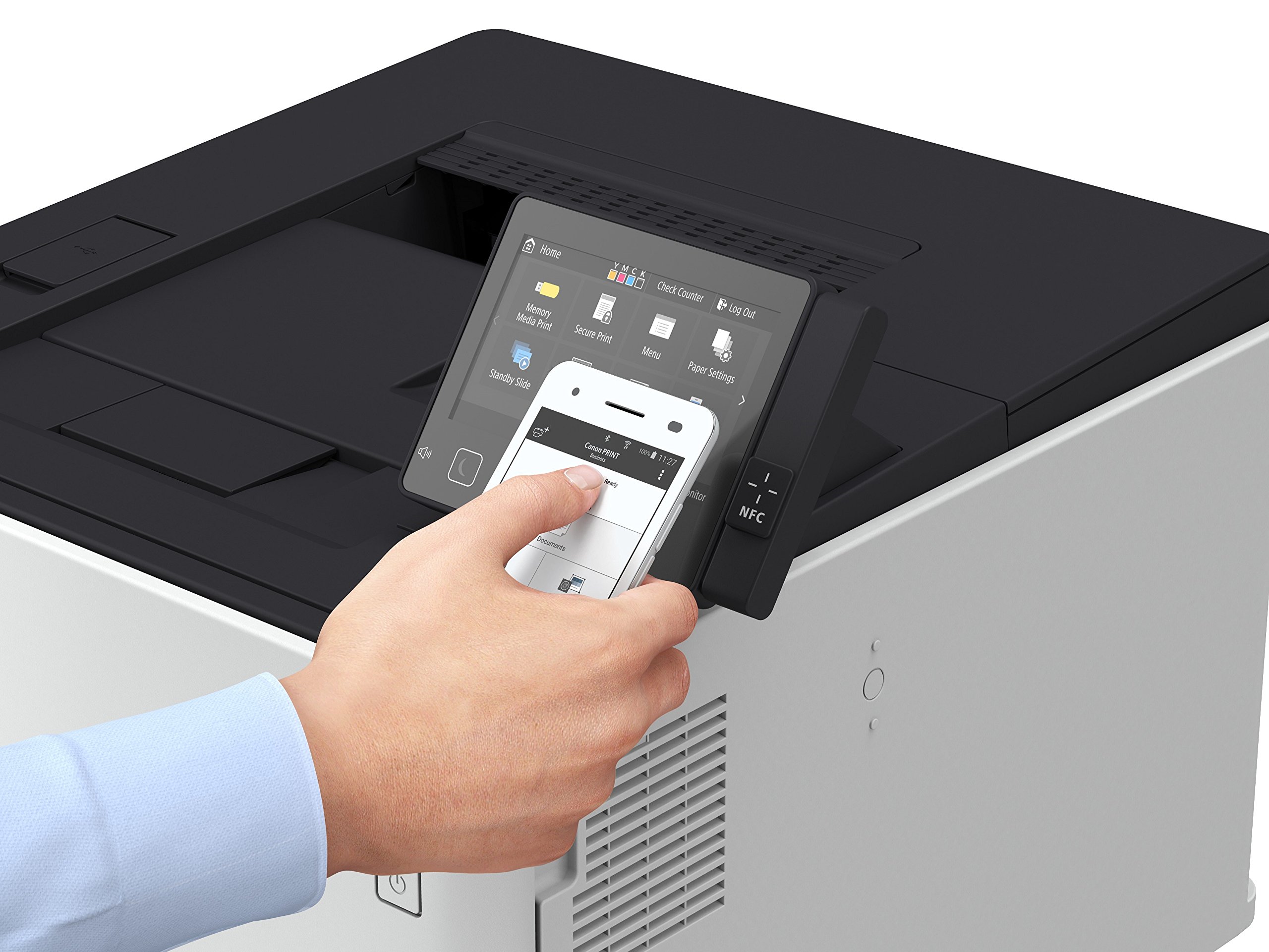 Canon i-SENSYS LBP654Cx; kolorowa drukarka laserowa; do 27 stron/min (DIN A4); kolorowy ekran dotykowy LCD o przekątnej 12,7 cm; USB 2.0 Hi-Speed, Ethernet, Wireless 802.11b/g/n