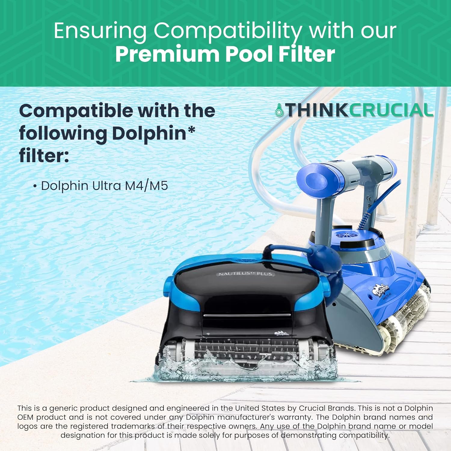 1 Replacement Spring Filter Cartridge Compatible with Maytronics Dolphin, Nautilus CC Plus, M200, M400, M500, M4, M5, Wave 65, Wave 90, Oasis Z5 Models, Part# 9991433-R4 - by Think Crucial