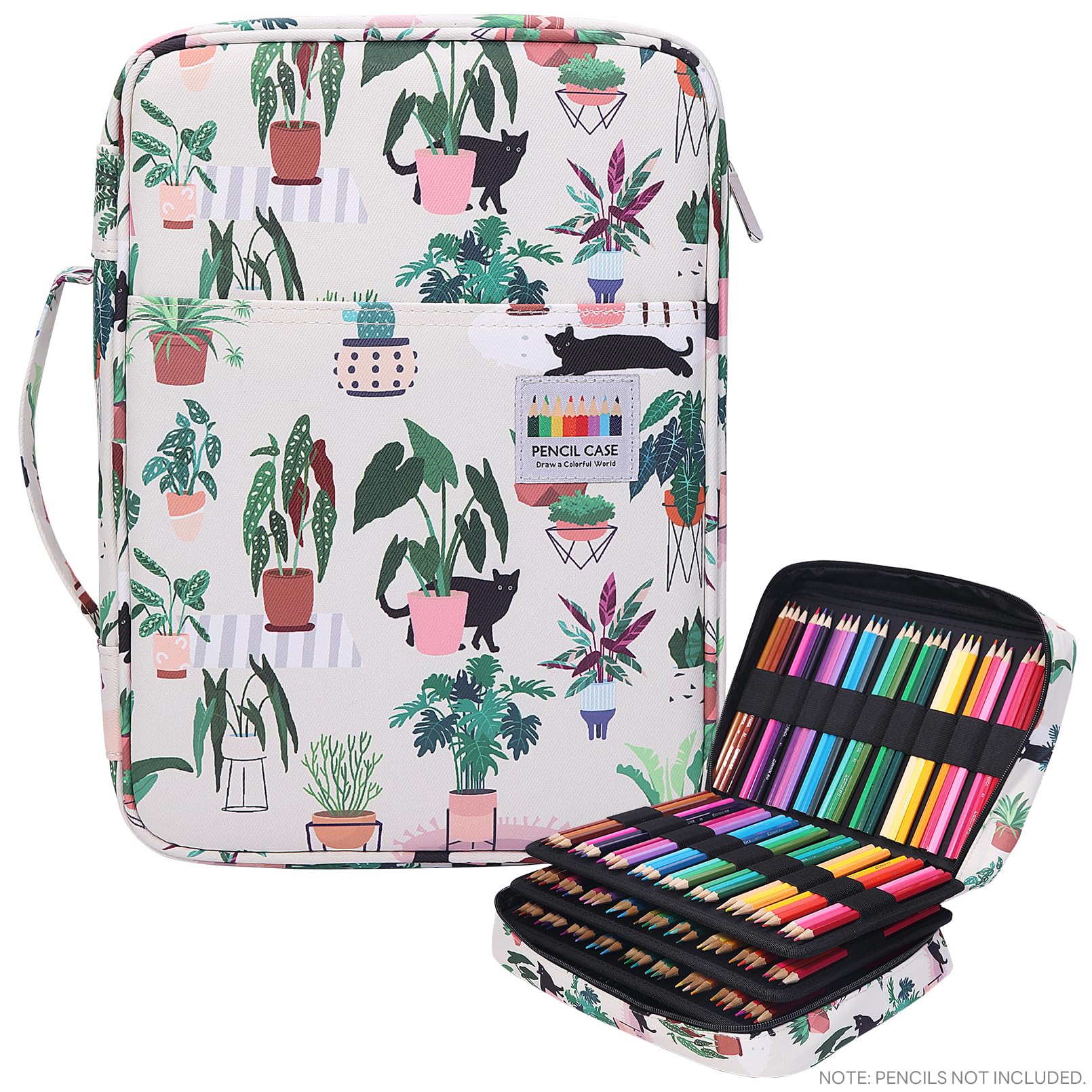 JAKAGO 220 Slots Colored Pencil Case Large Capacity Pen Holder for Artist Painter Zipper Organizer Bag for Marker Highlighter Storage Case for Office