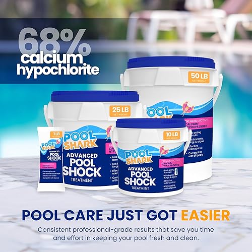 Miniatura 7 de Pool Shark Amortiguador de piscina de hipoclorito de calcio al 68% para piscinas, paquete de 24 gránulos de cloro, bolsas de 1 libra, tratamiento de