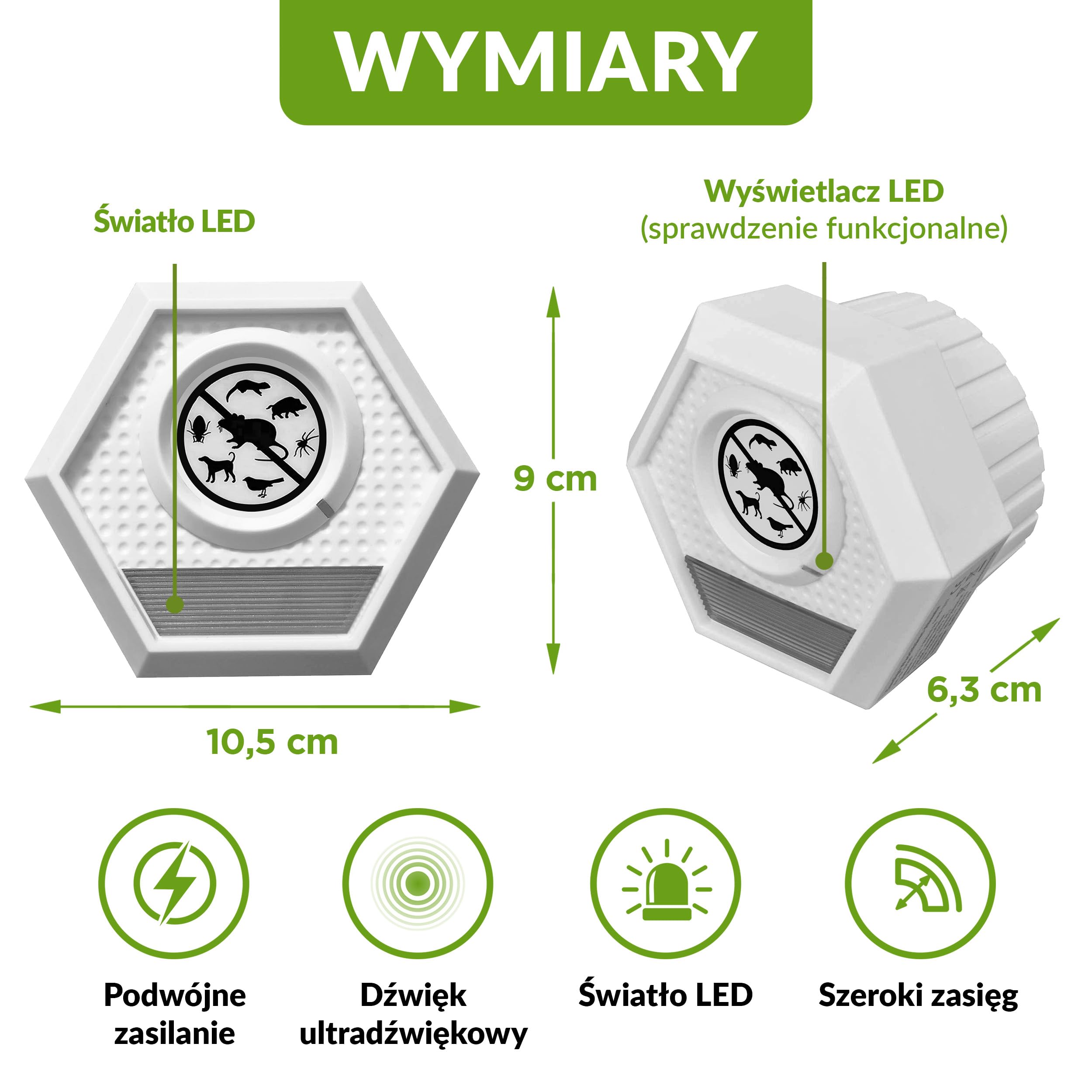 ISOTRONIC Ultradźwiękowy odstraszacz myszy i szczurów – Migające światło – Ochrona bez trucizny i pułapek – Skuteczny na szkodniki – Zasięg 100 m² (1 urządzenia)