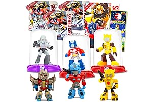 Transformers Birthday Party Favors Bundle Set: 8 Domez Figures, Squeezeling Blind Bags, Tattoos