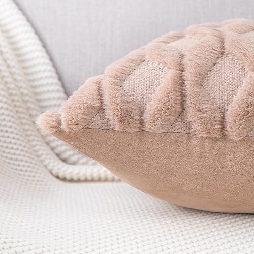 Miniatura 10 de MADIZZ - Paquete de 2 fundas de almohada decorativas de terciopelo de lana suave y corta, estilo de lujo, para el sofá, el dormitorio, cuadrado