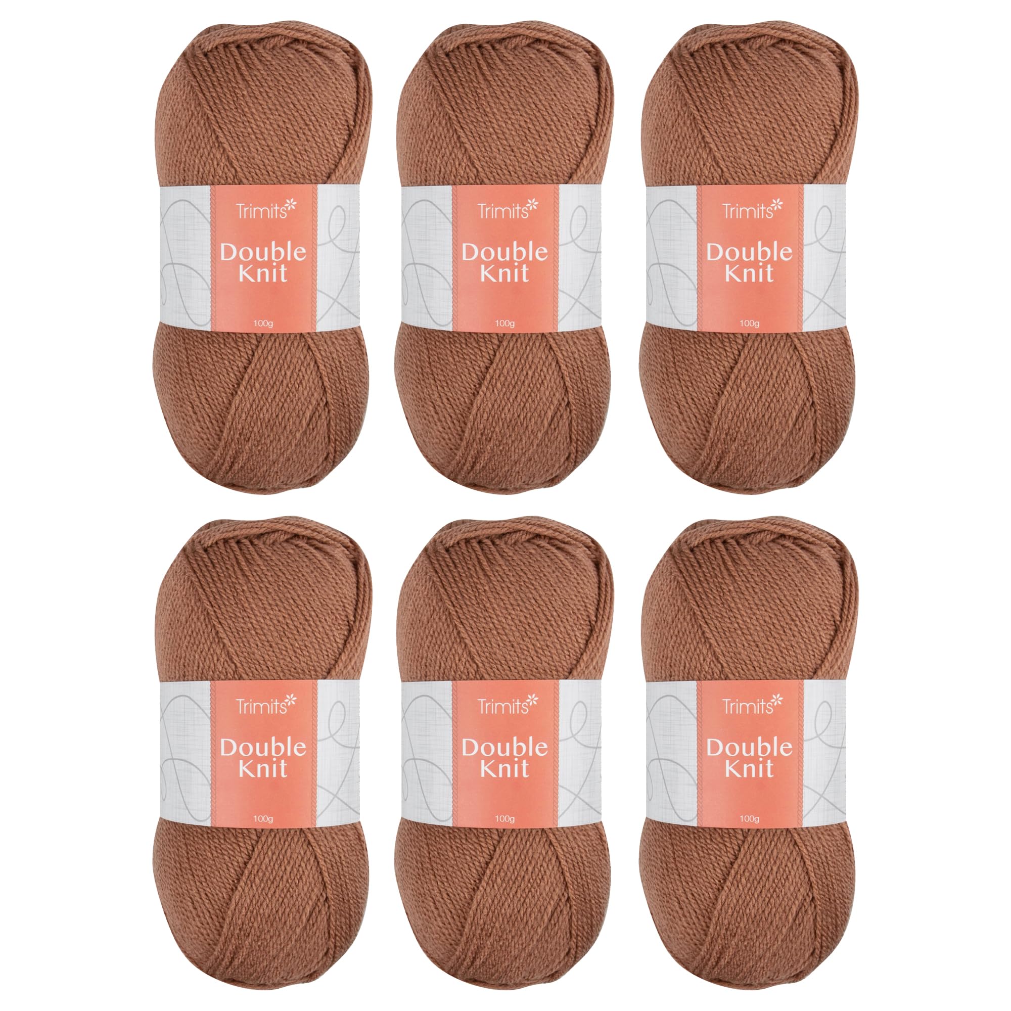 Trimits Double Knit Acrylic Yarn Wool for Knitting and Crochet - 6 x 100g (280 metres) - Soft Touch Easy Care Machine Washable DK Yarn, Oeko-TEX Certified Fibre, Mocha โ image 1
