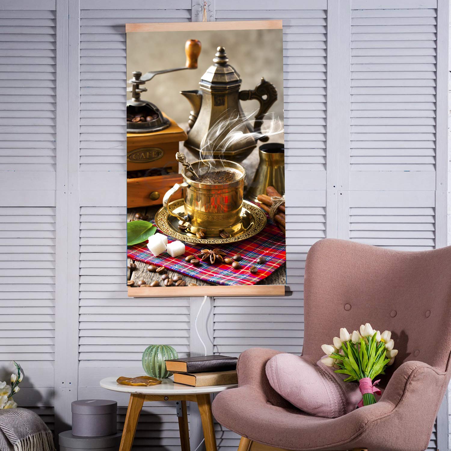 Trio Panel de calefacción por infrarrojos (430 W, 100 x 57 cm), diseño de café