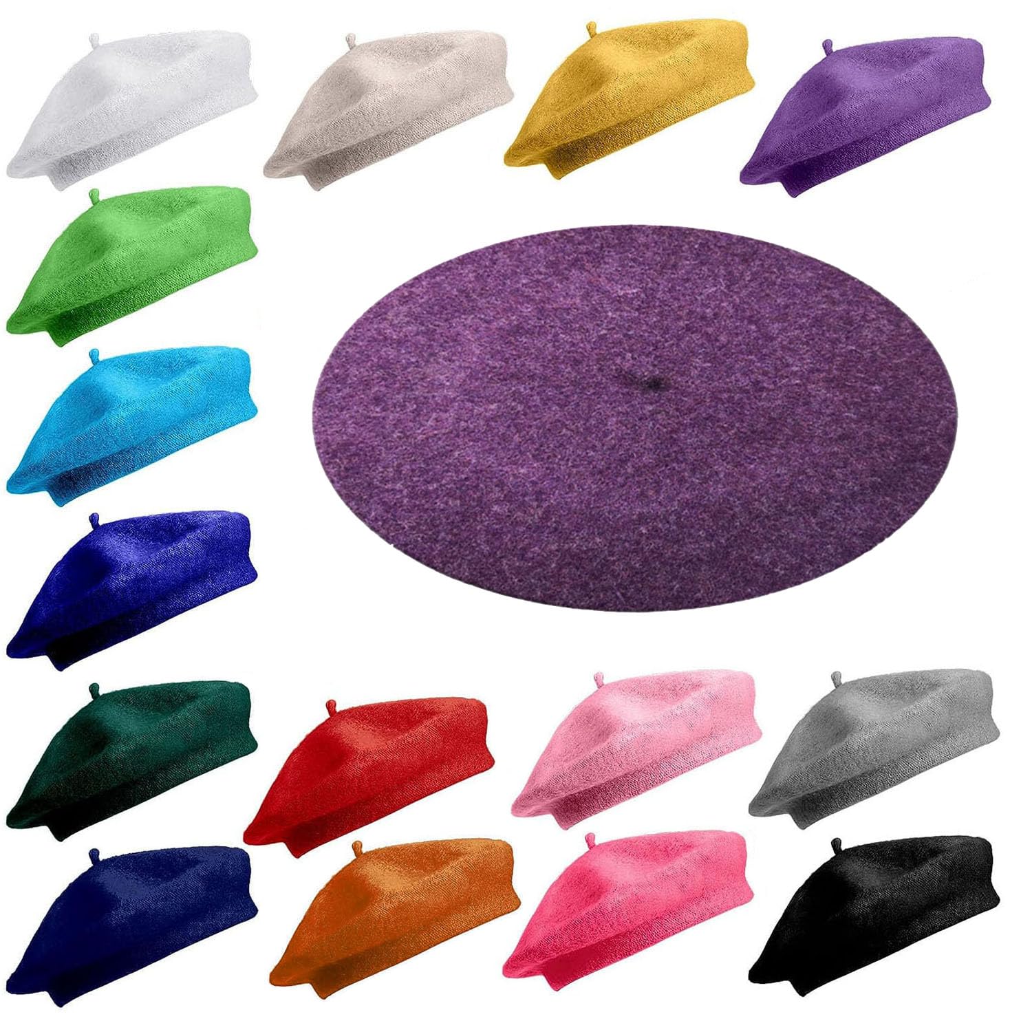 Van Der Linn Unisex Colour 27 Violet Plain Beret Wool Warm French Hat (Uk, Alpha, One Size, )
