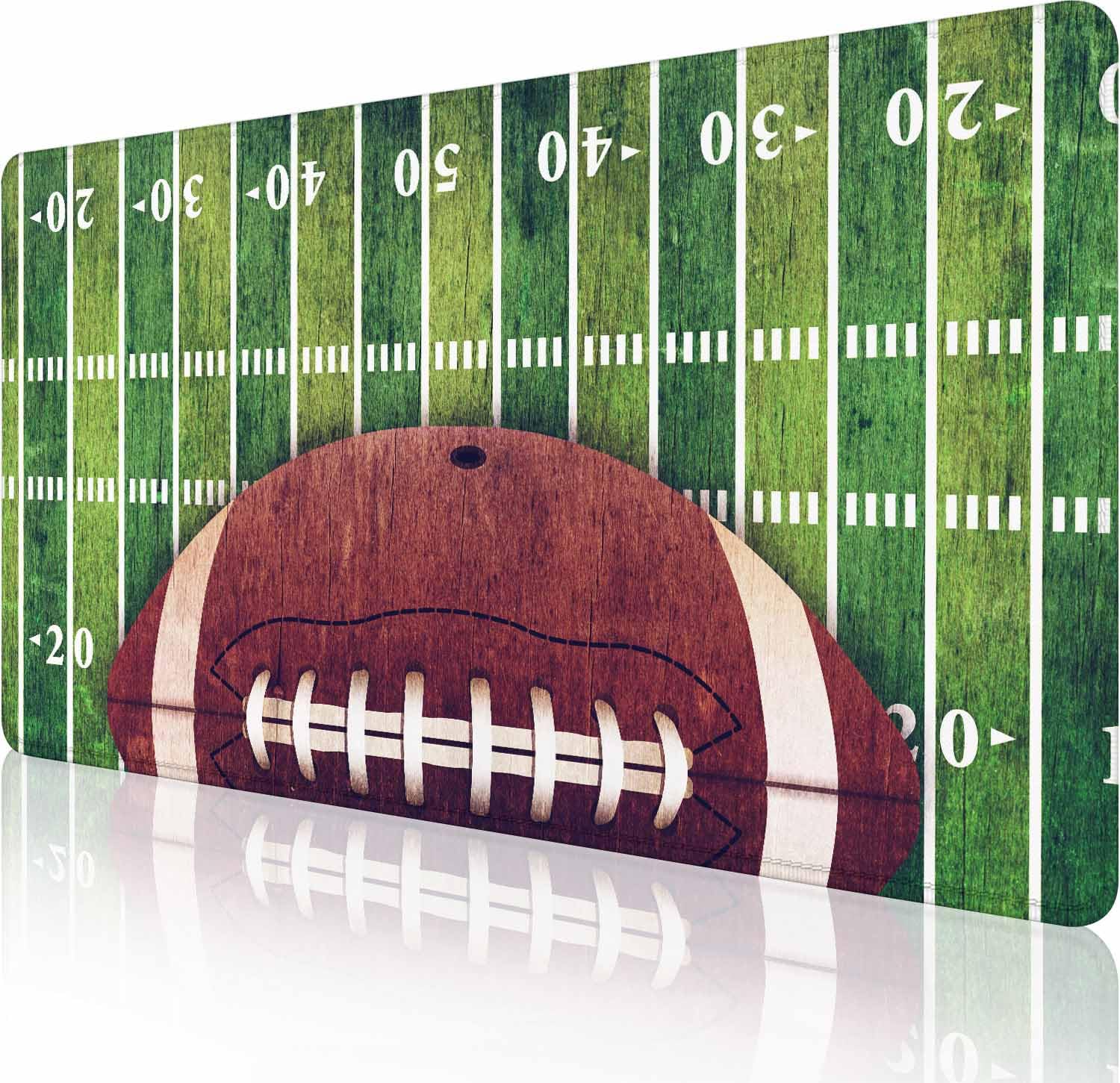 Gaming Mouse Pad Large, Keyboard Mouse Mat Desk Pad, Non-Slip Rubber Base with Stitched Edges Mousepad, 35.4X15.7 inch American Football Field and