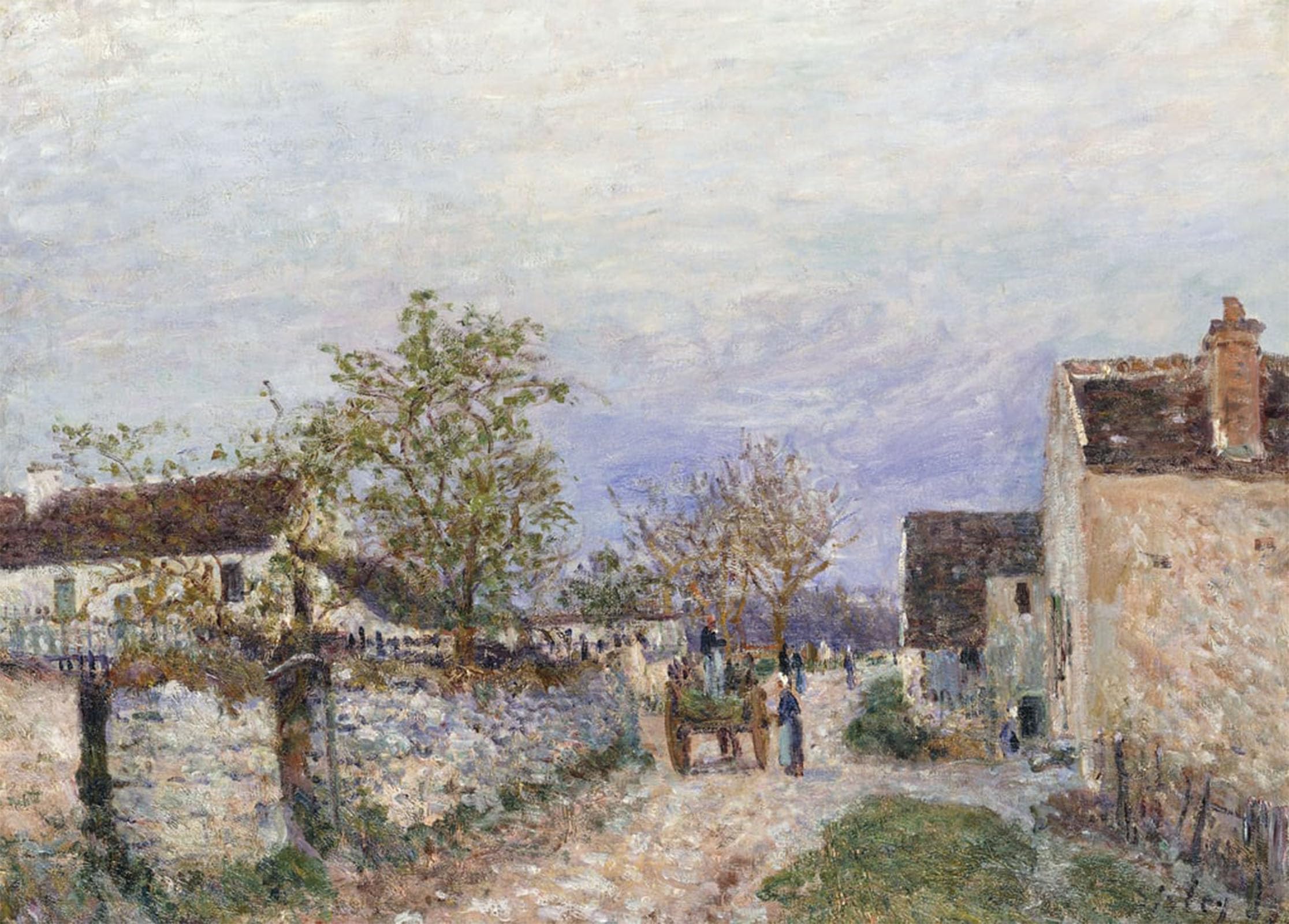 ARTXLXXBN Famous Art Print Poster Vintage Wall Art Rue a Veneux by Alfred Sisle Canvas Art Poster for Home Decor 60x90cm