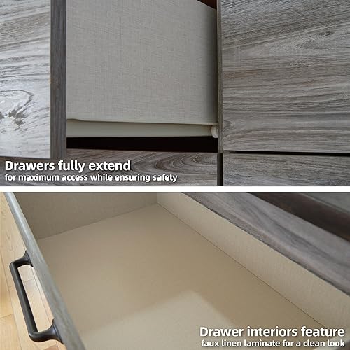 Miniatura 7 de Signature Design by Ashley Bronyan - Mesita de noche rústica de 2 cajones, color gris