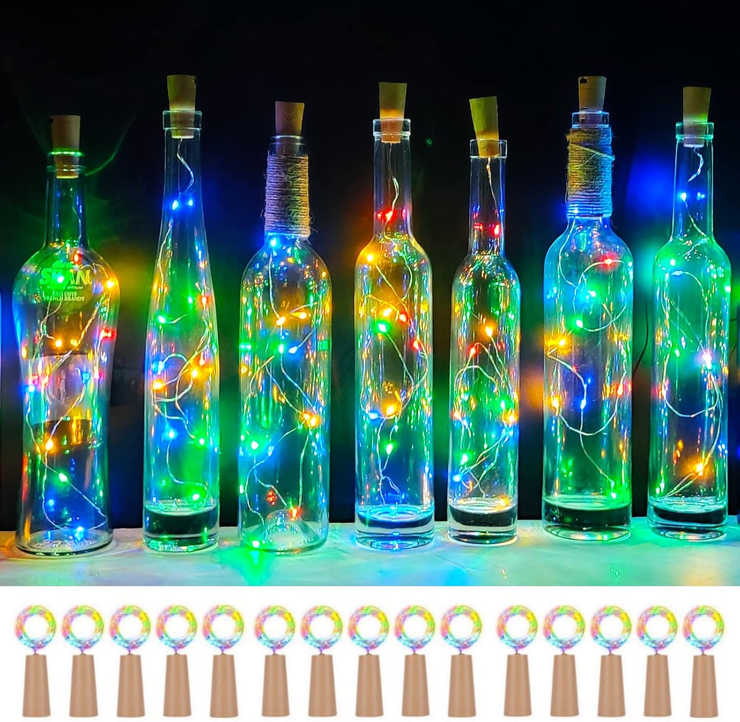 Wine Bottle Cork Lights 15Pack 10 LED 40 Inches Battery
