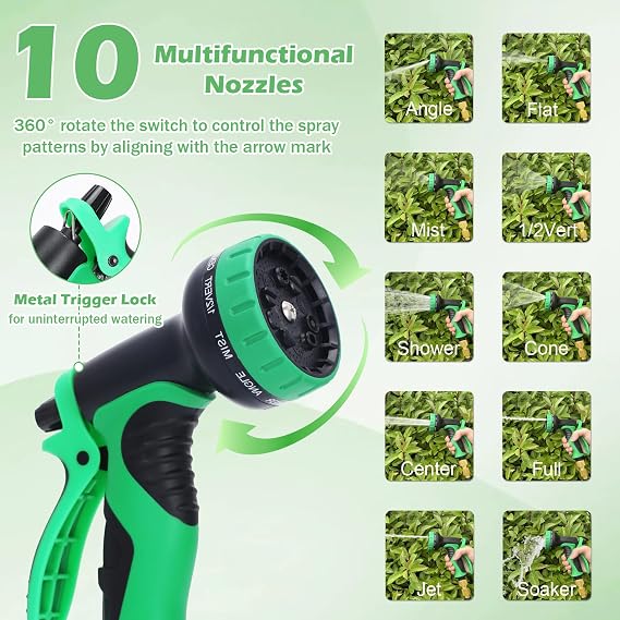 Expandable Garden Hose 100ft, with10-Function Hose Spray Gun.