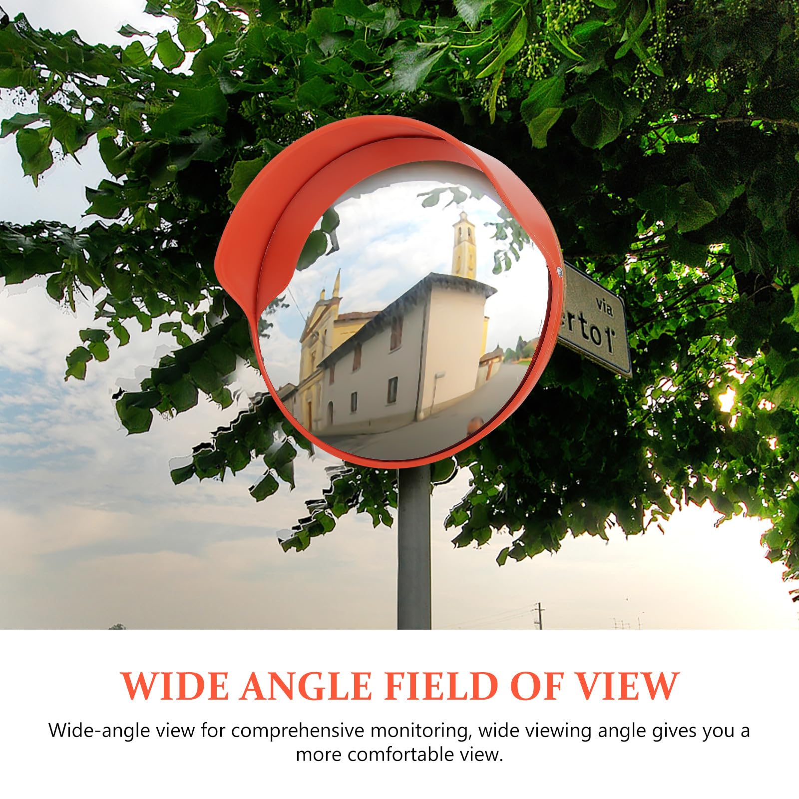 Miroir Convexe de Sécurité Grand Angle 30 Cm pour Intérieur et Extérieur en Plastique et Métal, Surveillance Complète et Résistant aux Températures Extrêmes