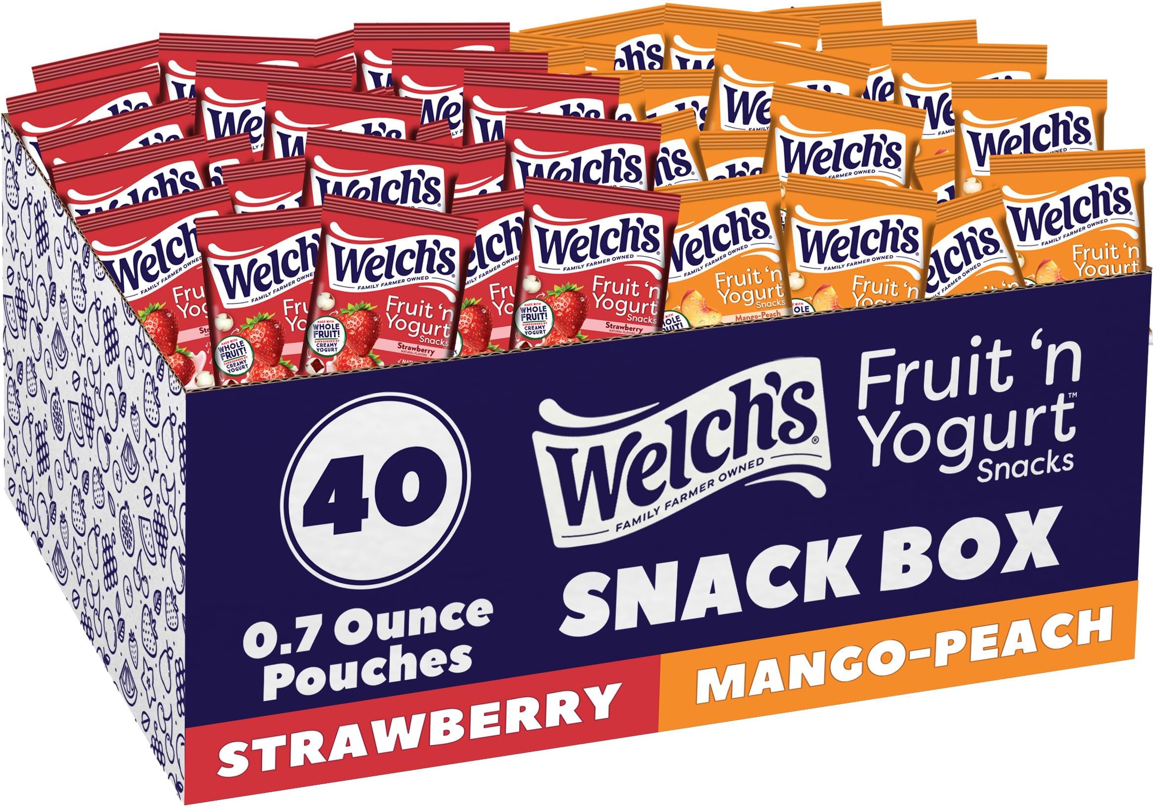 Welch's Fruit Snacks, Fruit 'n Yogurt Variety Pack, Strawberry, Mango Peach, ...