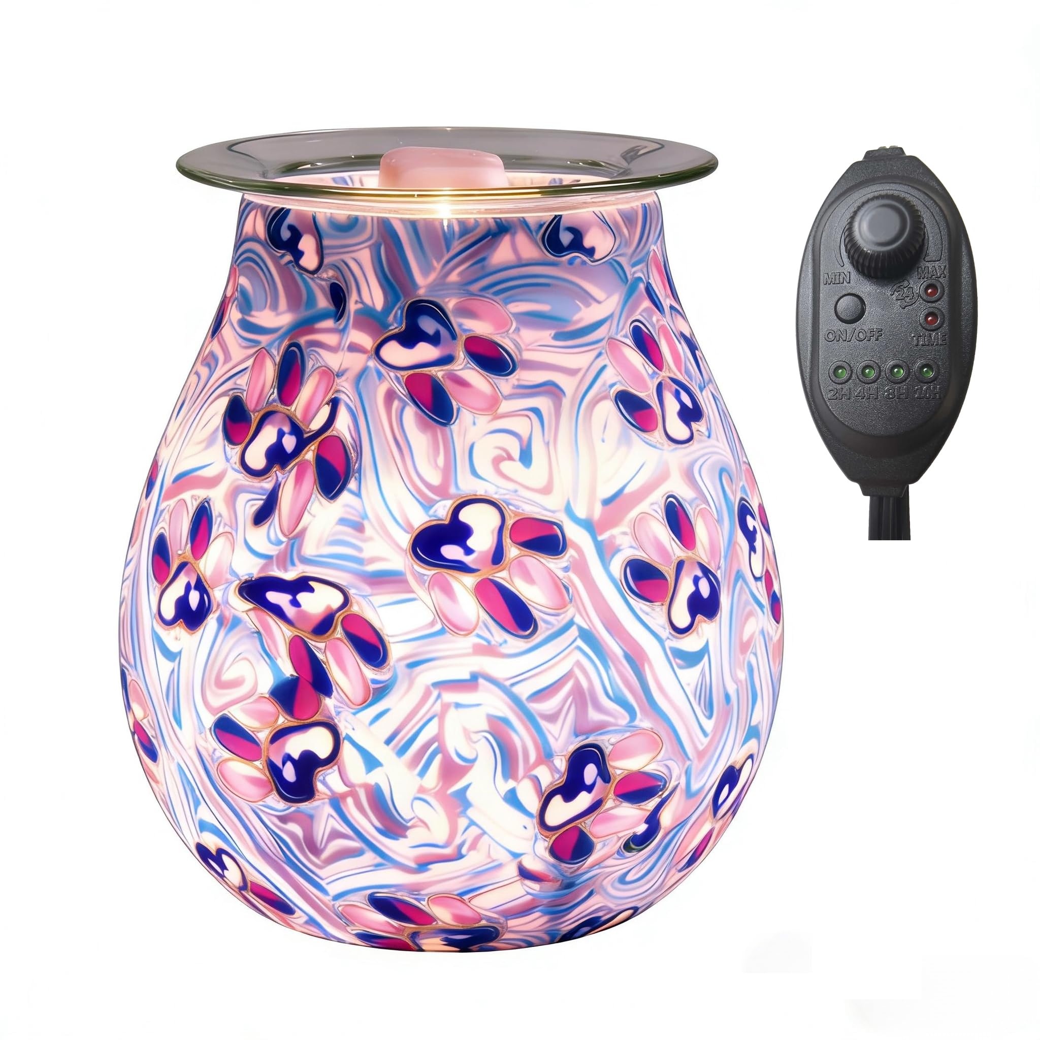 Wax Lume Electric Wax Burner with Hand-Pressed Artisan Lamp Shade – Smart Timer & Dimmer, Strong Scent Throw, Flameless Wax Melt Warmer, Removable Dish for Women, Mum, Auntie — image 1
